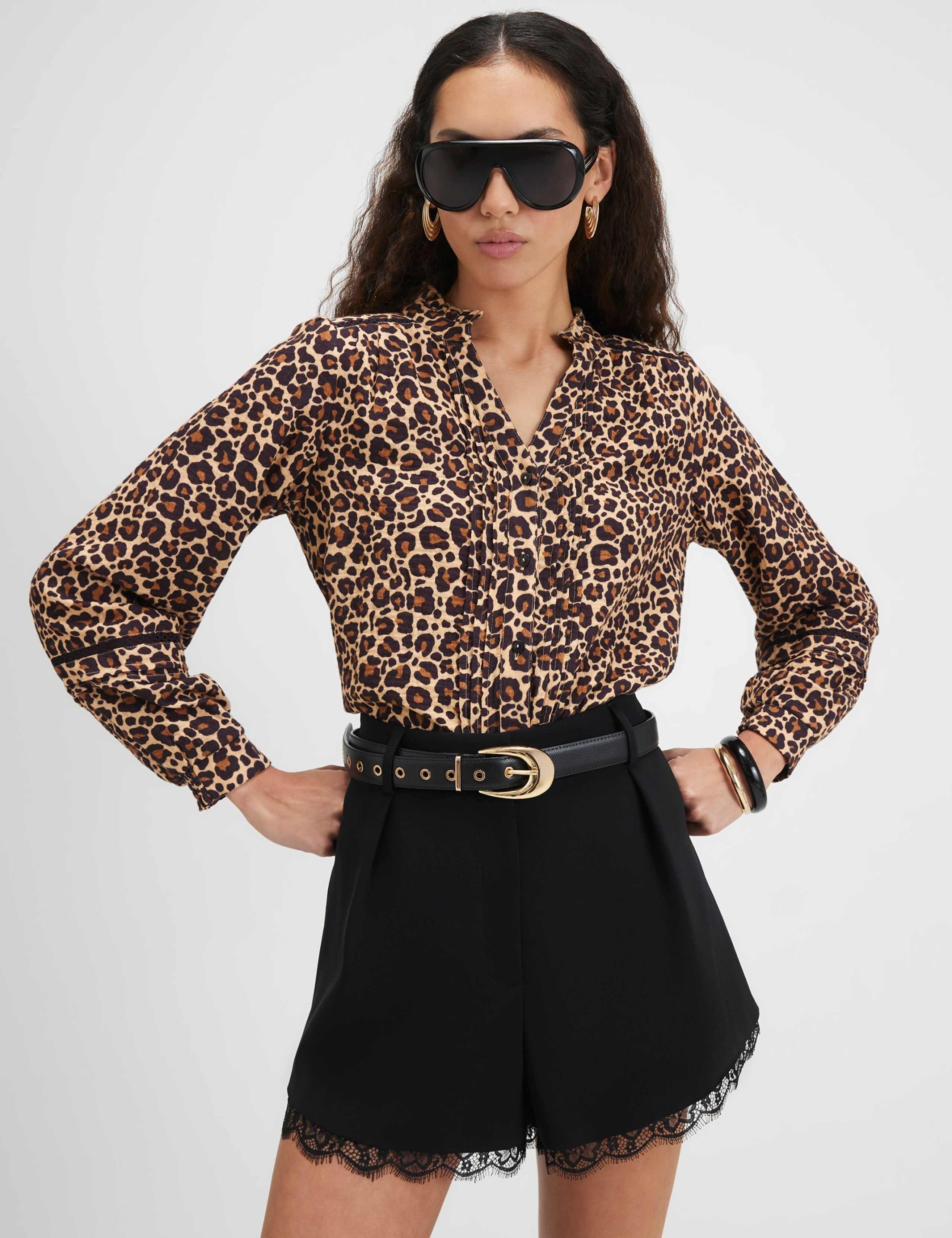 Pure Cotton Leopard Print Pintuck Blouse 5 of 6