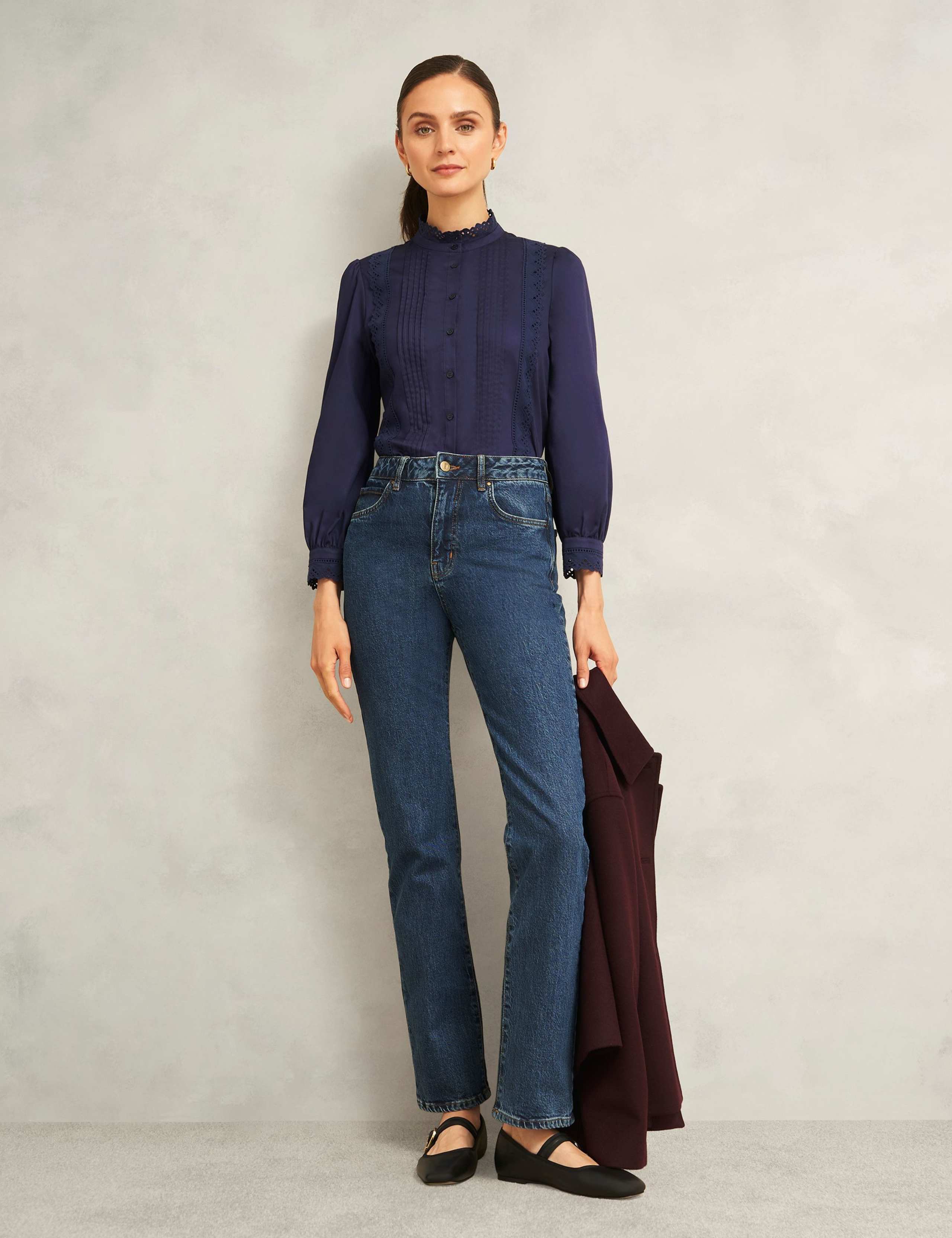Pure Cotton Broderie High Neck Blouse 4 of 4