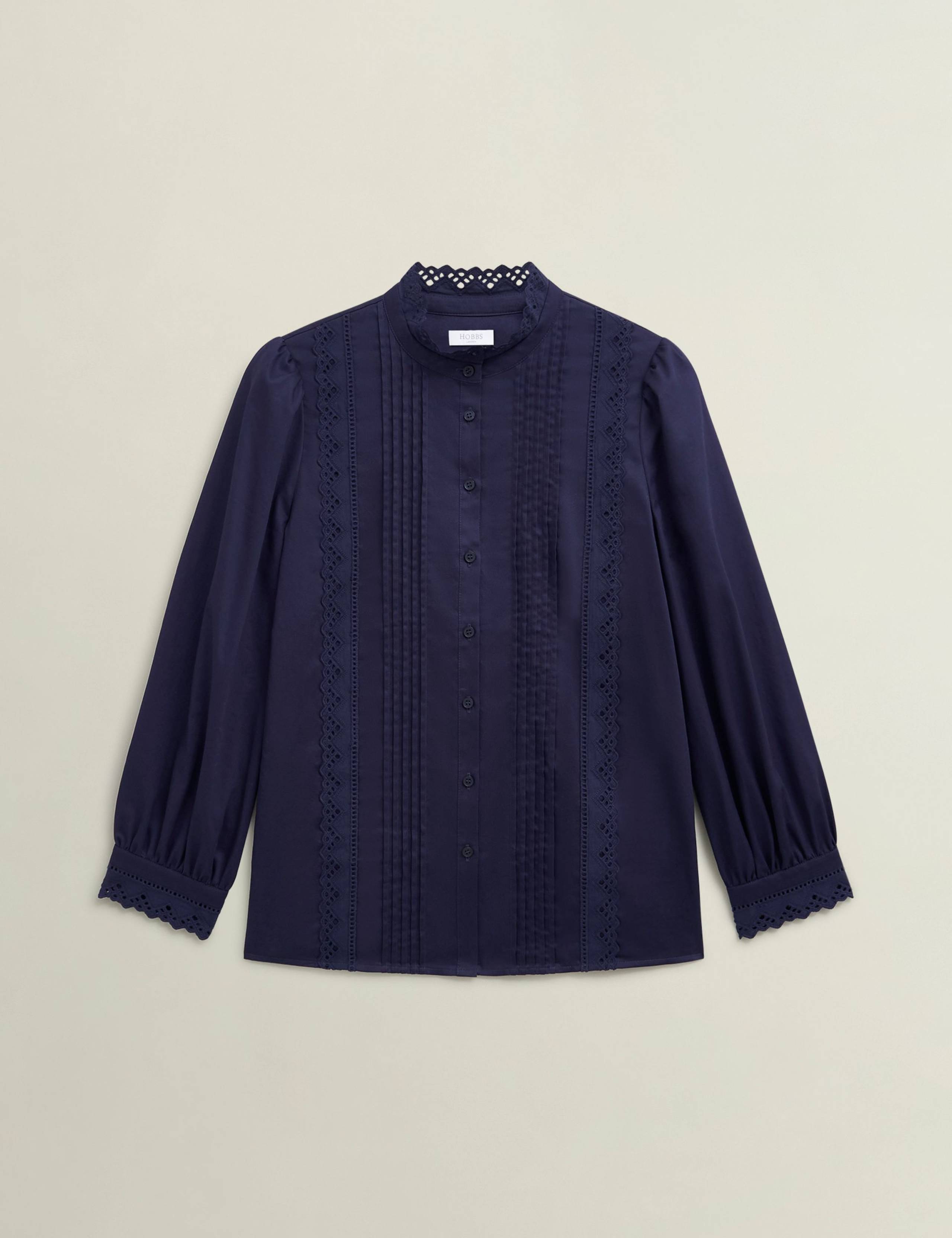 Pure Cotton Broderie High Neck Blouse 2 of 4