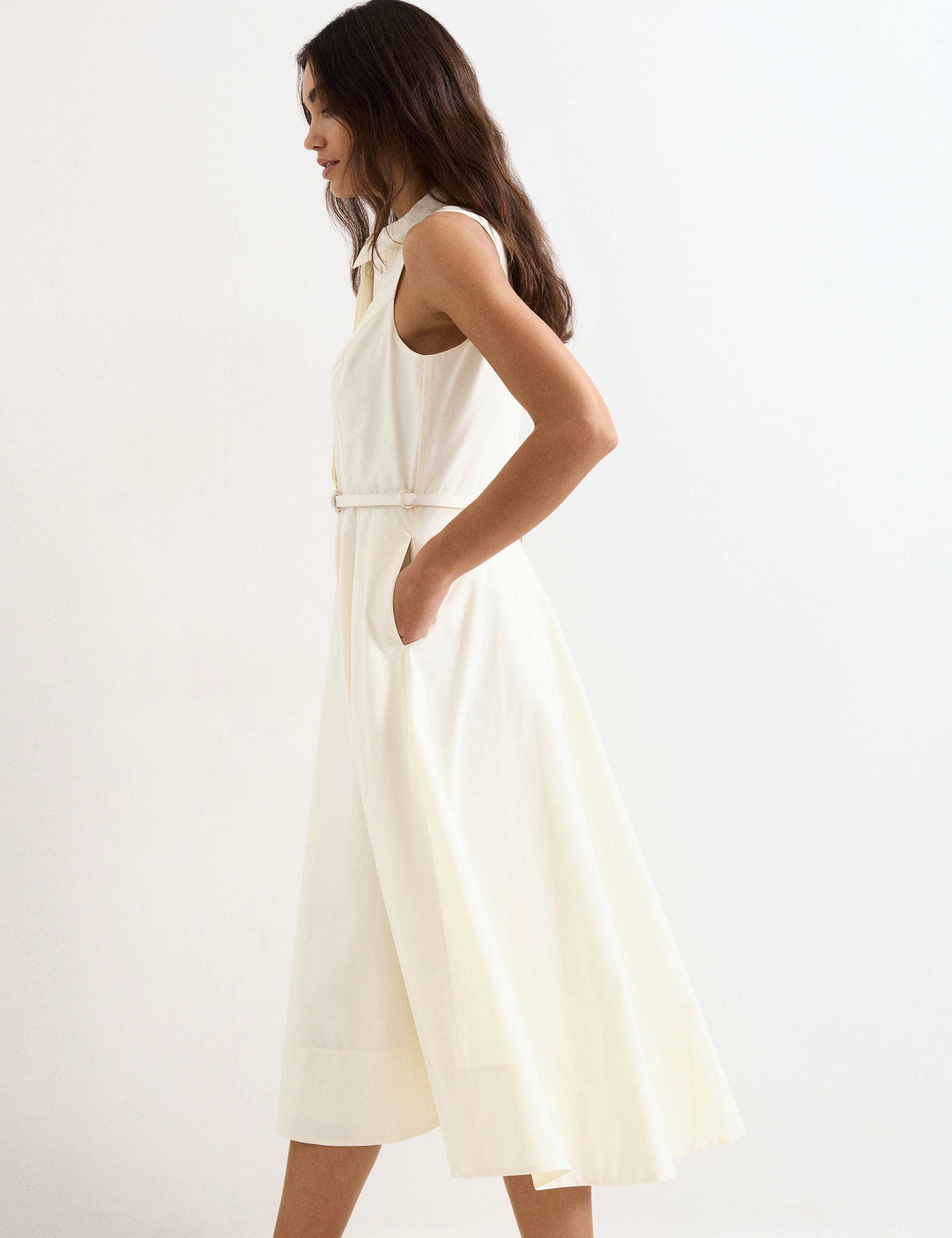 Collared Belted Midi Skater Shirt Dress 4 of 6