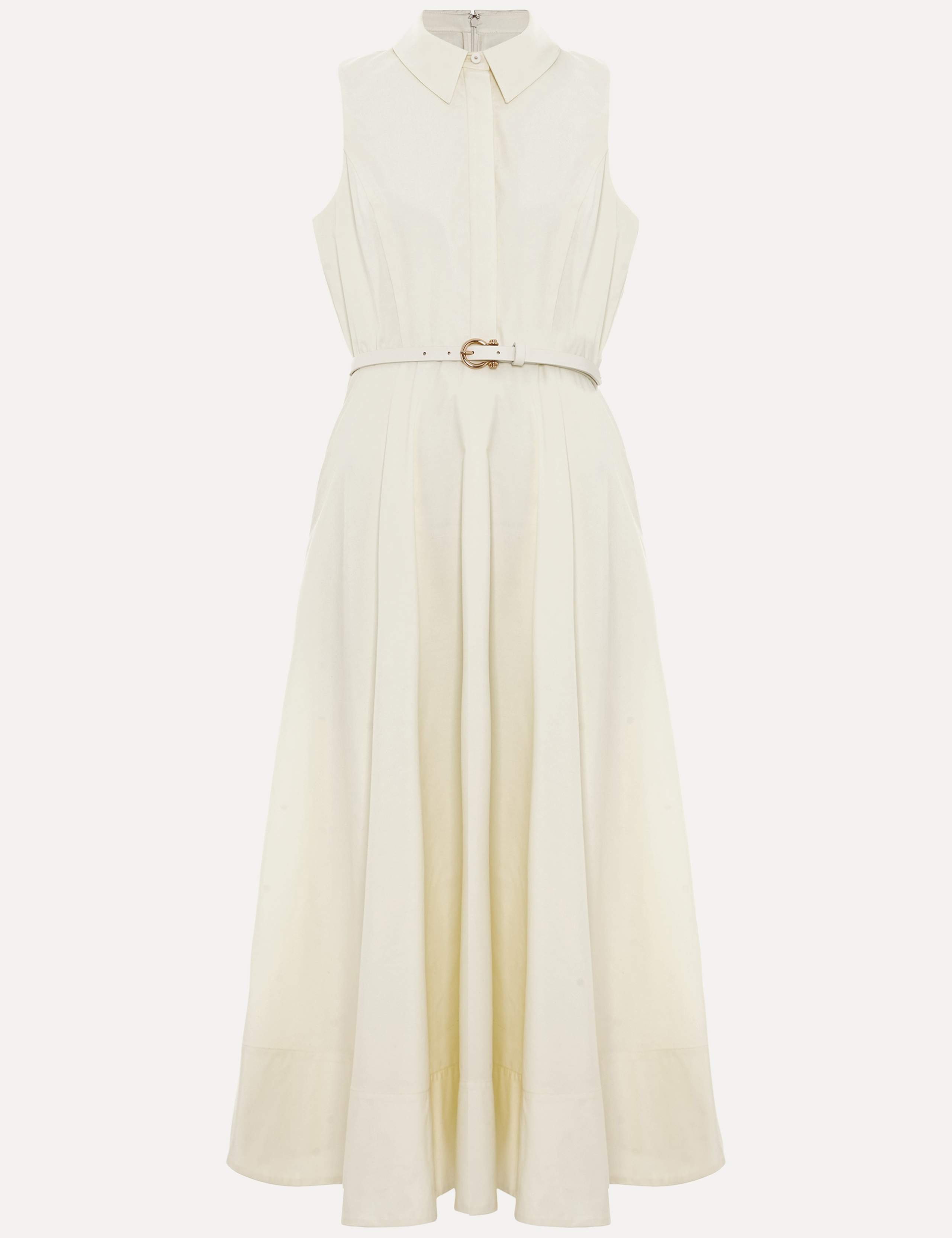 Collared Belted Midi Skater Shirt Dress 2 of 6