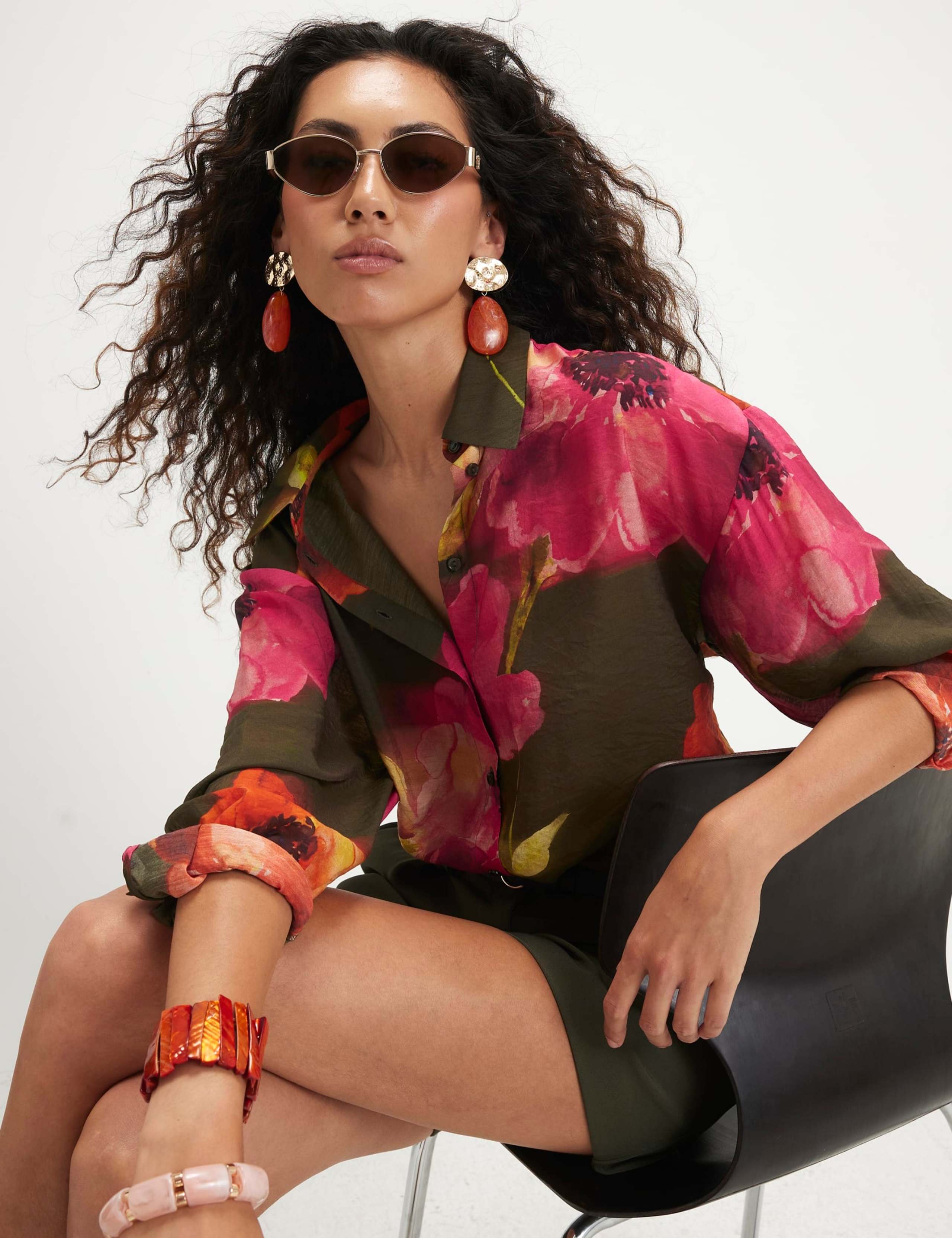 Pure Cotton Floral Relaxed Blouse 1 of 5