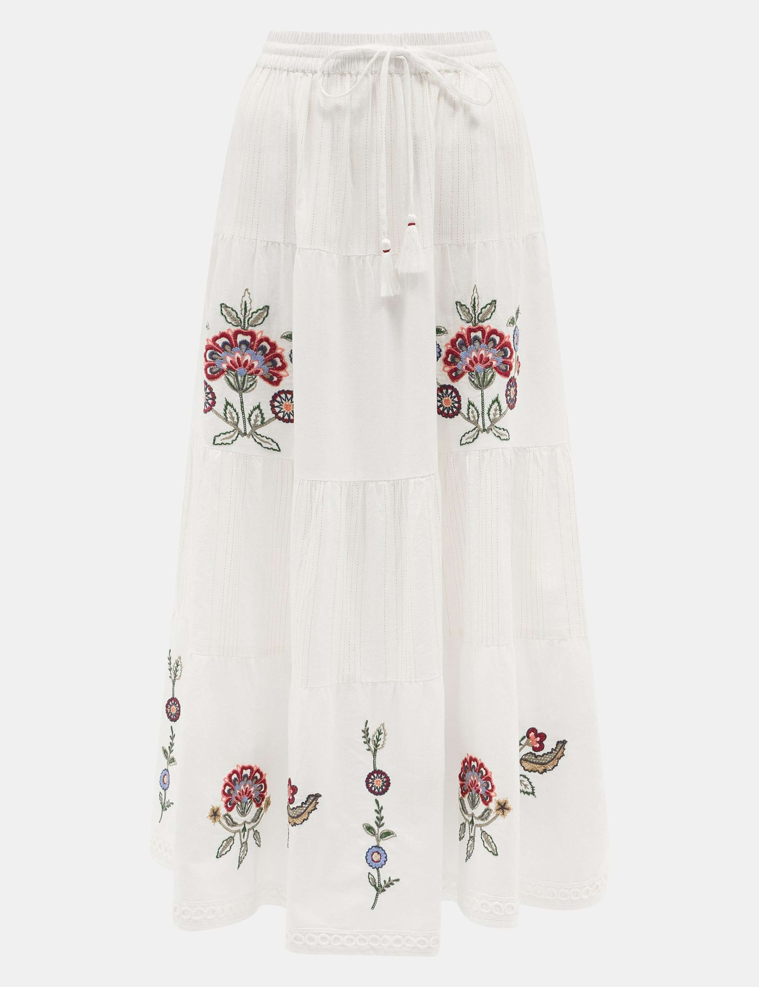 Embroidered Maxi Tiered Beach Skirt 4 of 4