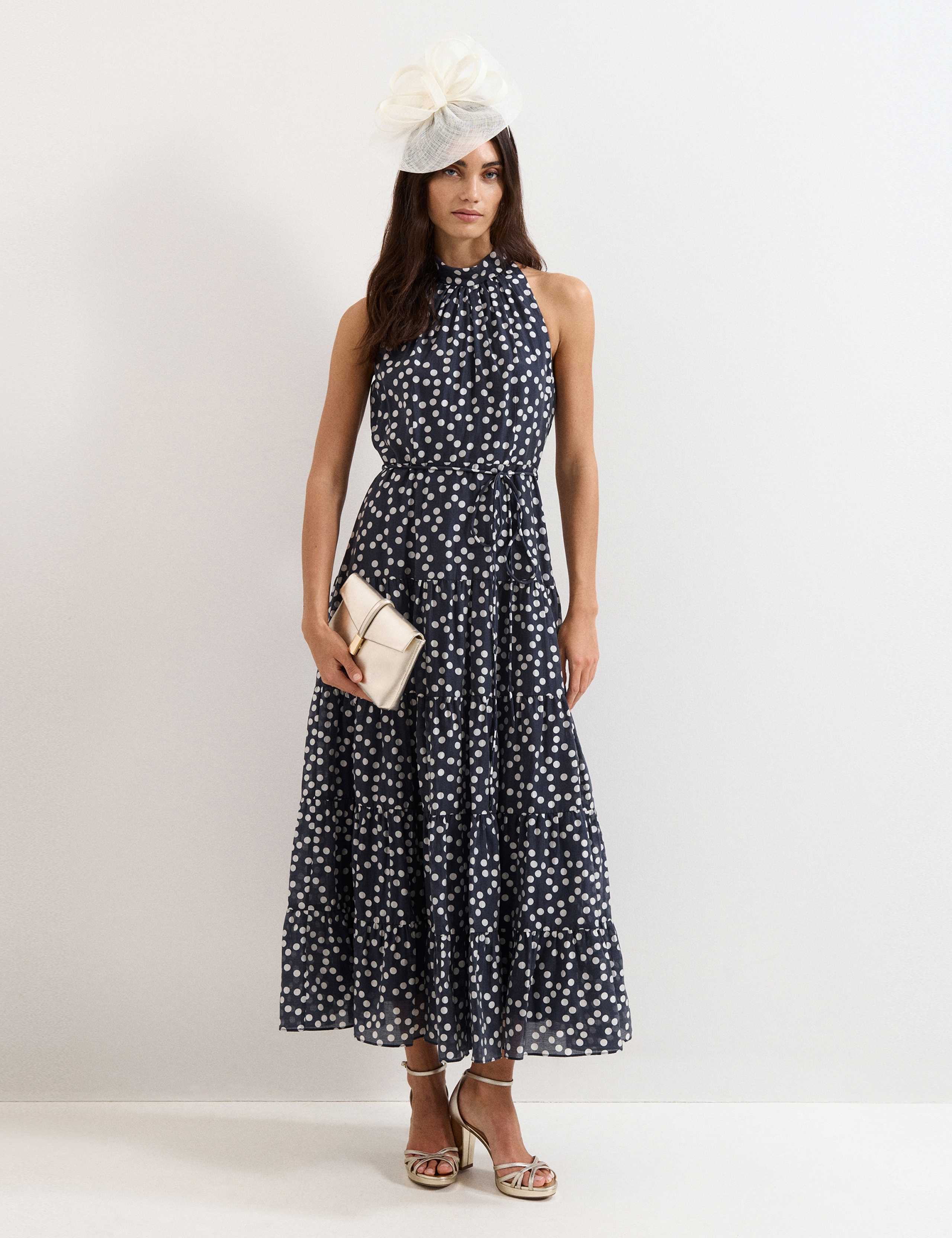 Lyocell Rich Polka Dot Maxi Tiered Dress 3 of 8