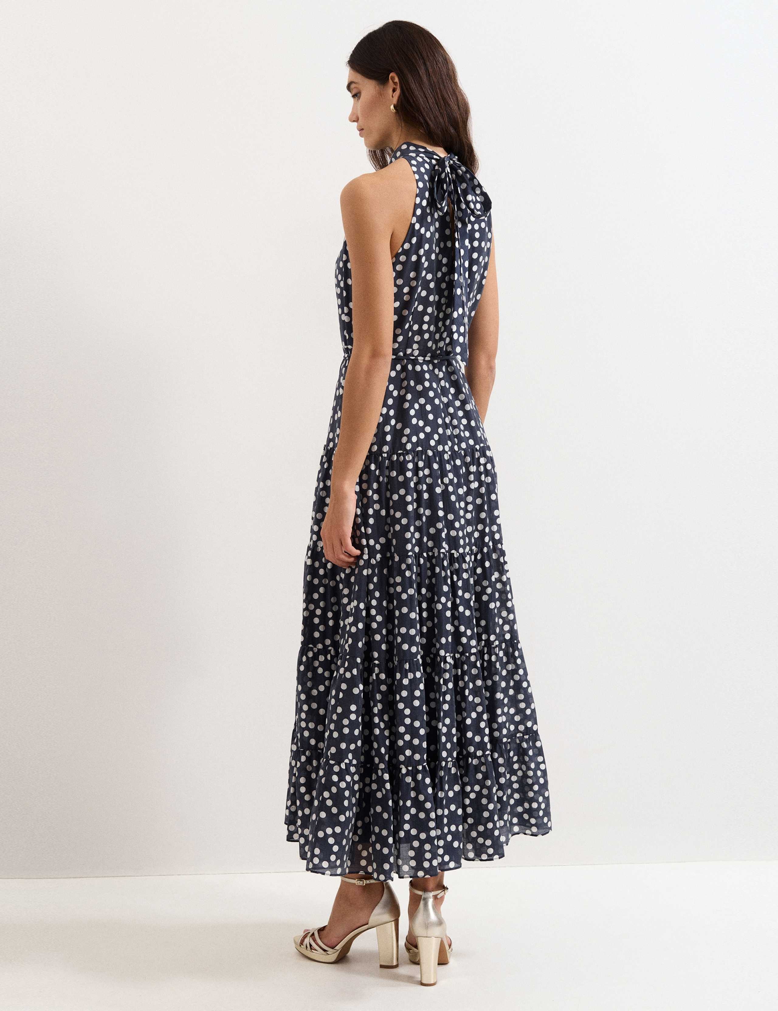 Lyocell Rich Polka Dot Maxi Tiered Dress 5 of 8
