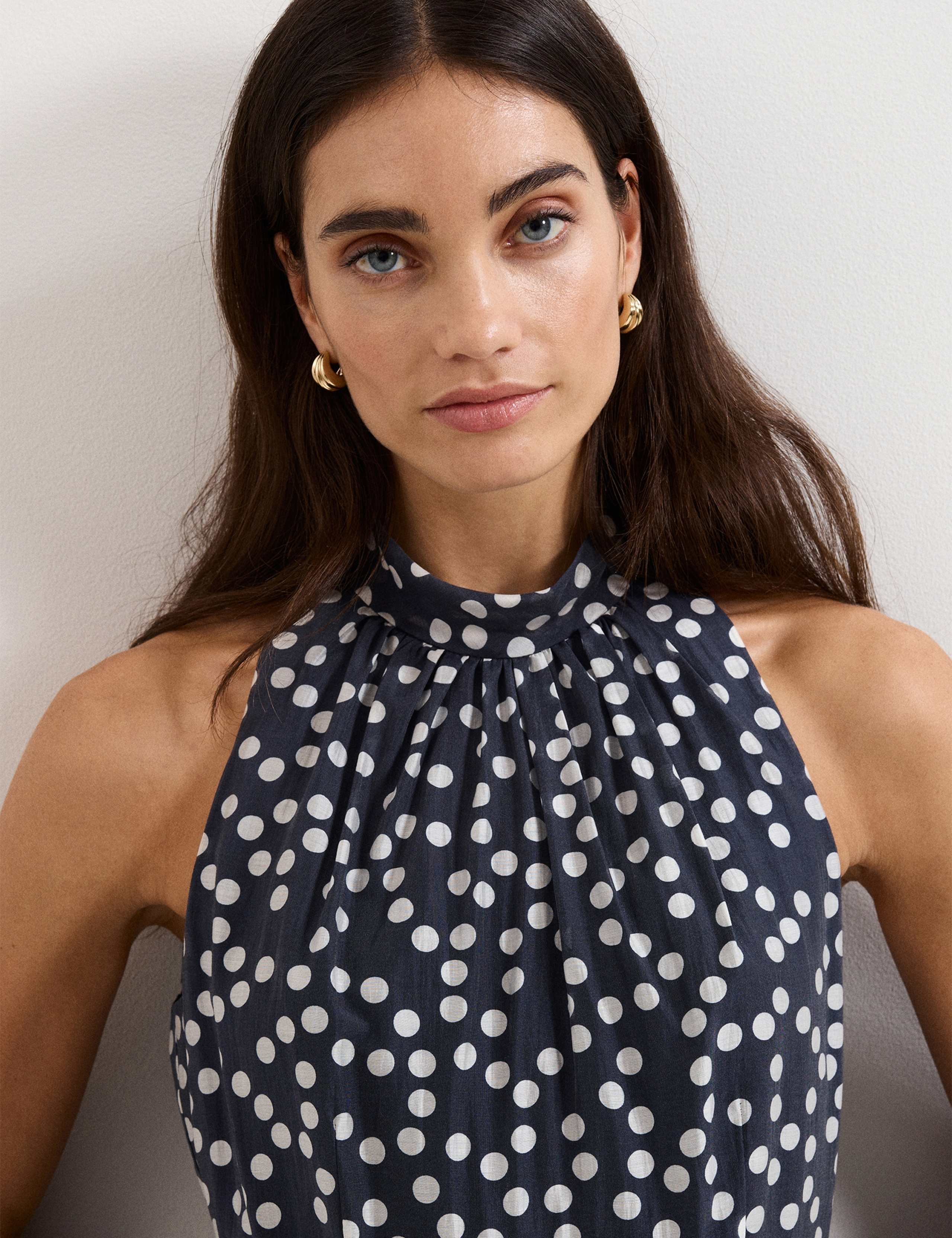 Lyocell Rich Polka Dot Maxi Tiered Dress 7 of 8