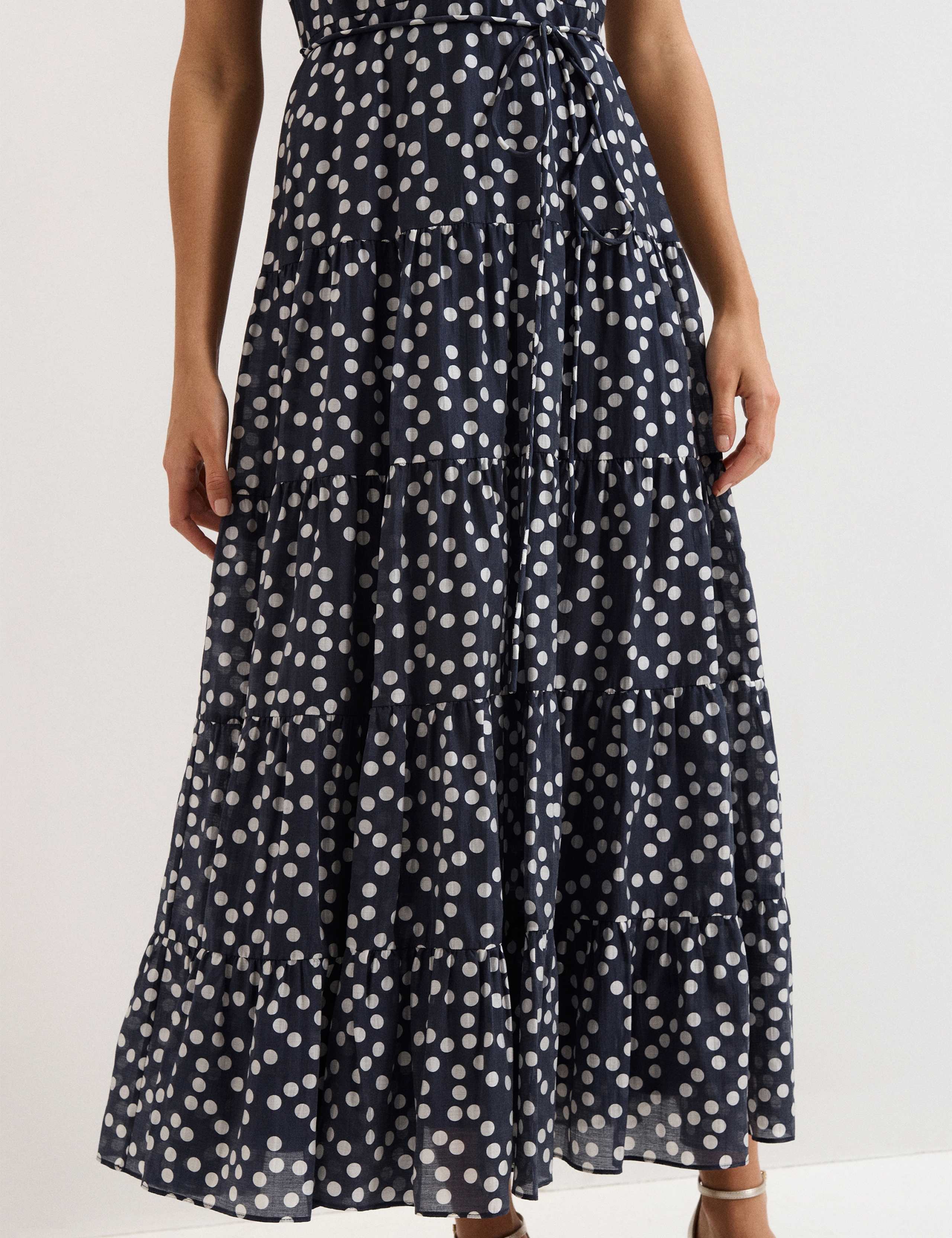 Lyocell Rich Polka Dot Maxi Tiered Dress 8 of 8