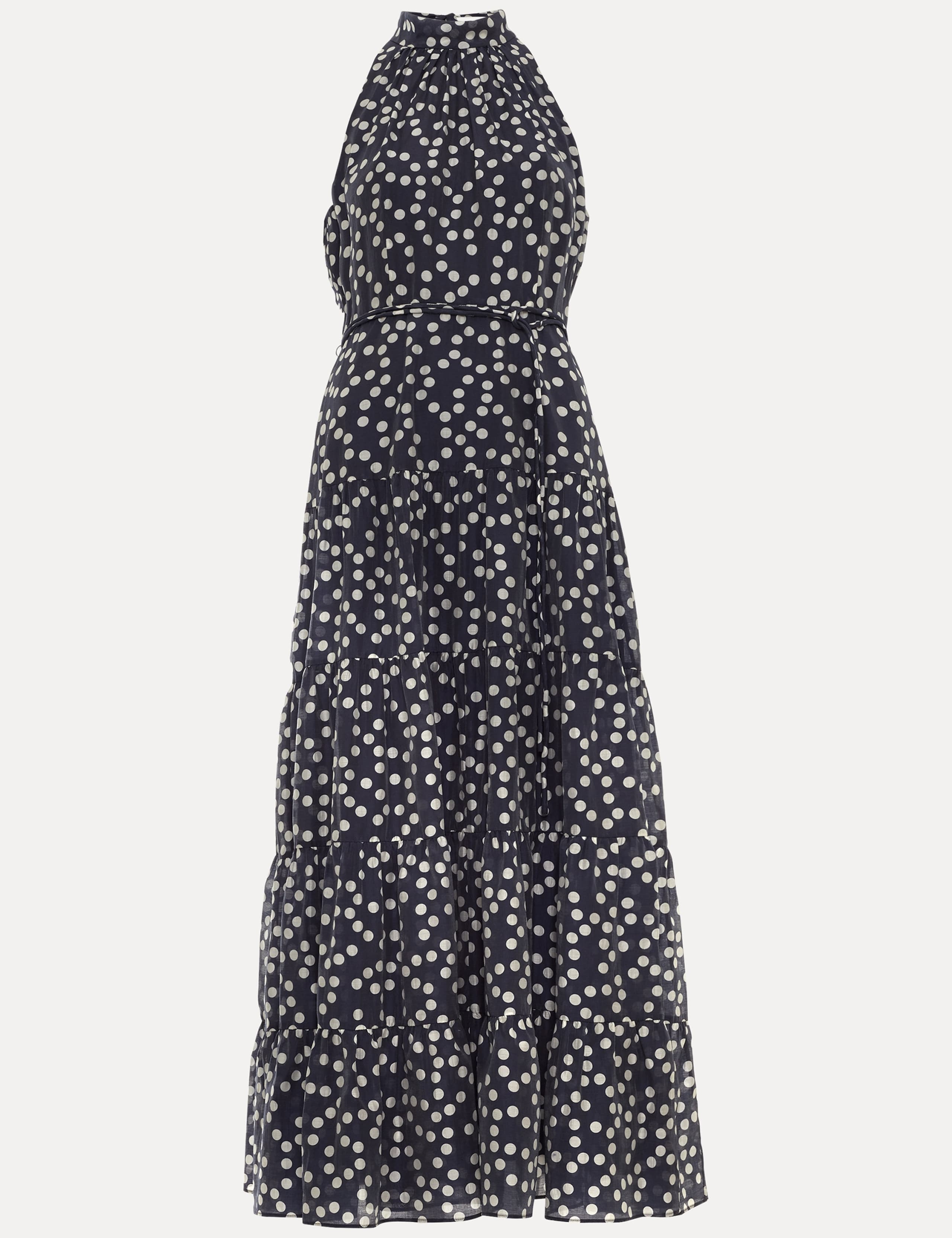 Lyocell Rich Polka Dot Maxi Tiered Dress 2 of 8