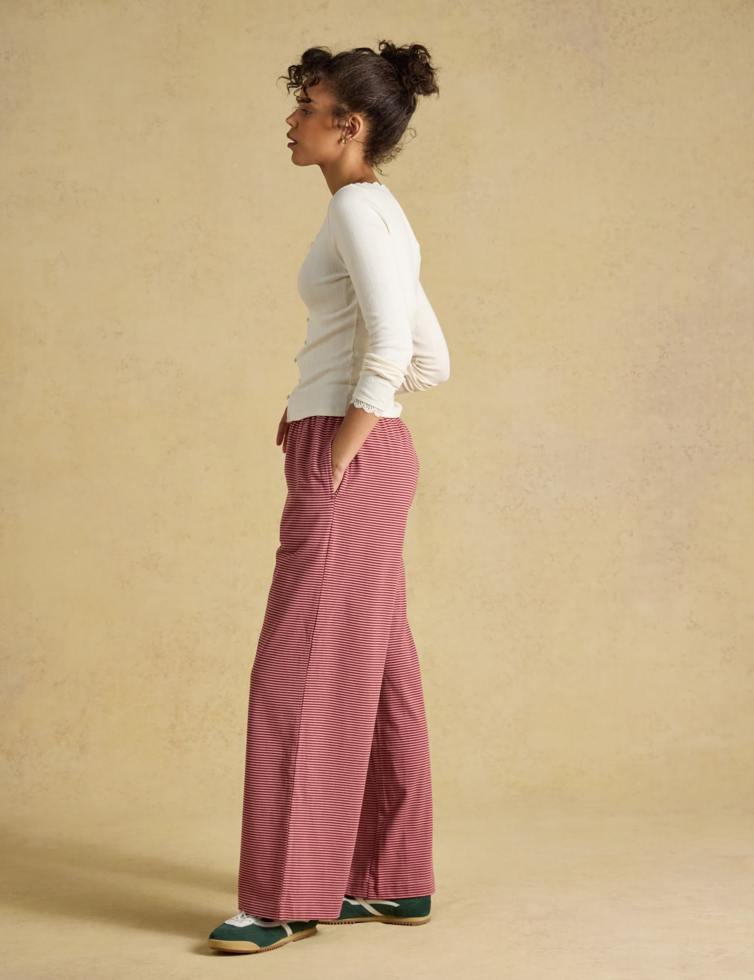 Pure Cotton Striped Pull On Wide Leg Joggers 2 of 5