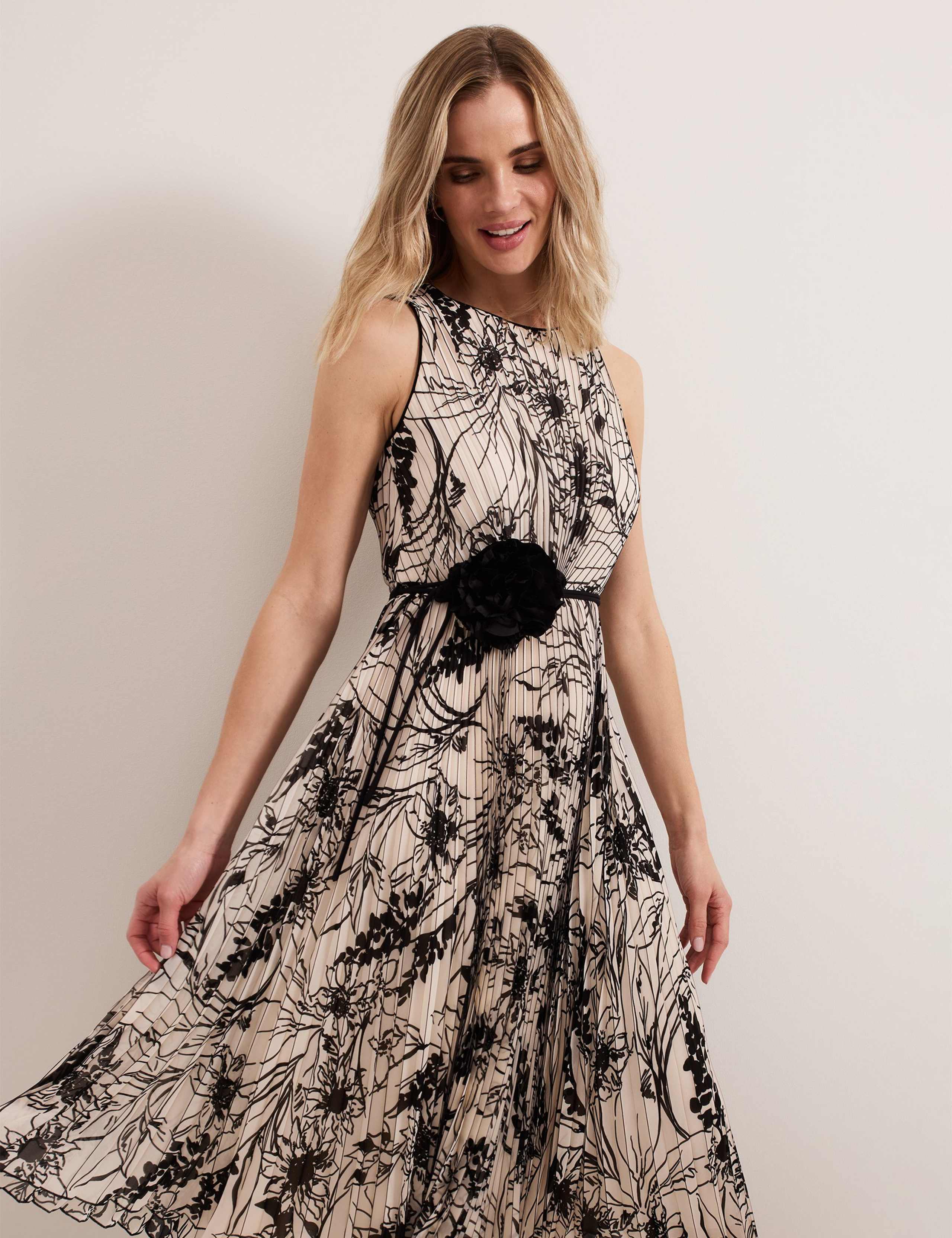 Printed Pleated Midi Skater Dress 7 of 7