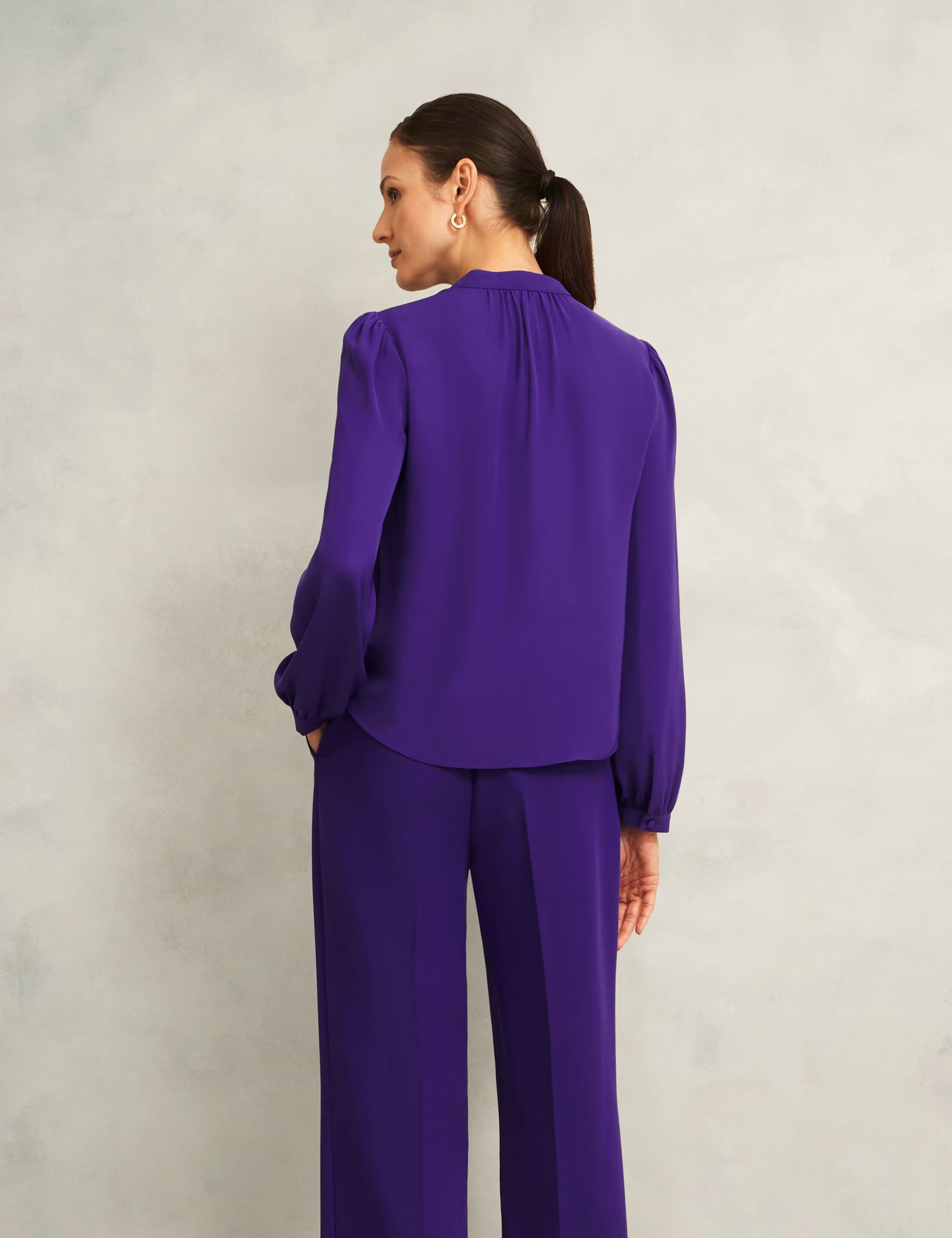 Notch Neck Blouson Sleeve Blouse 3 of 5