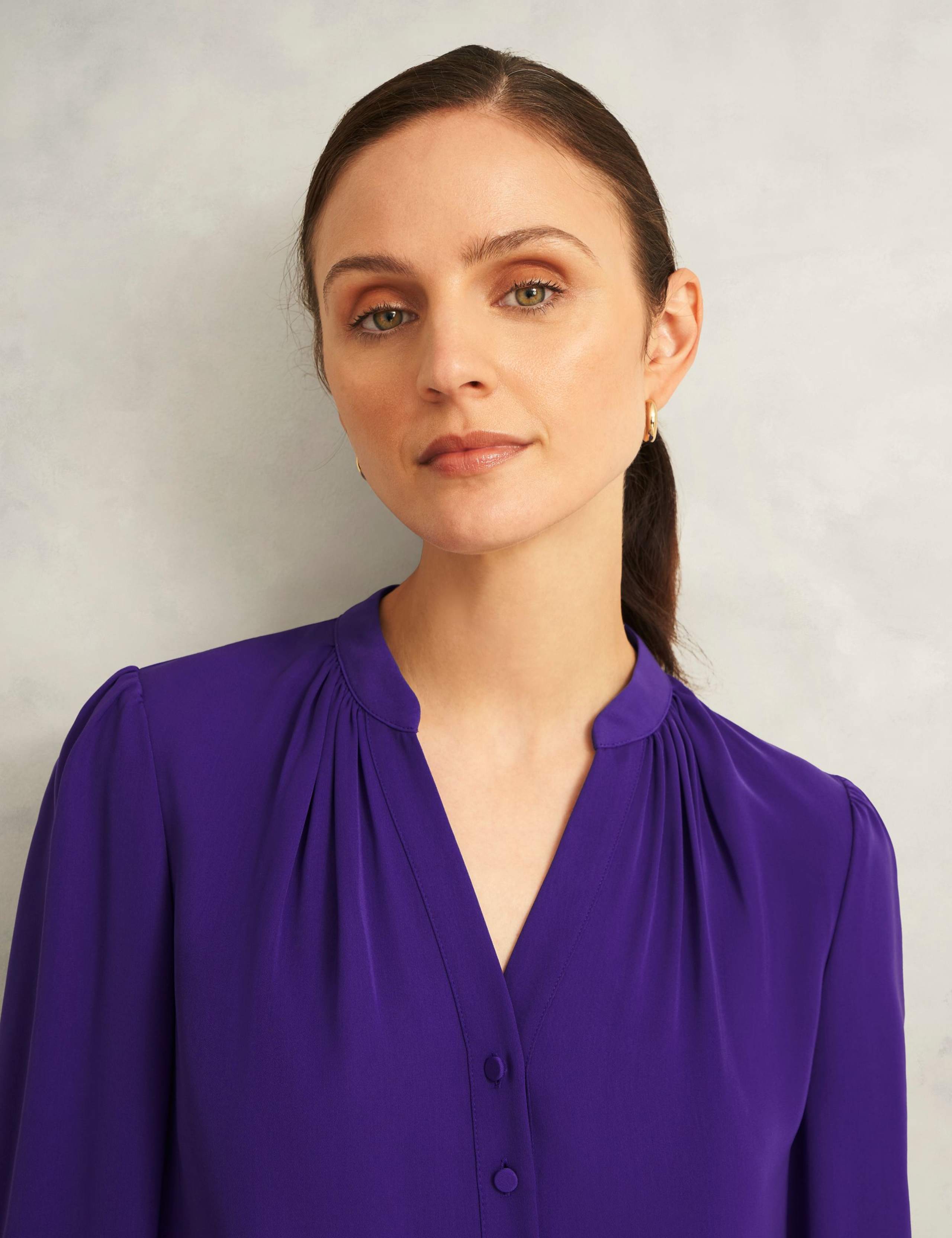 Notch Neck Blouson Sleeve Blouse 4 of 5