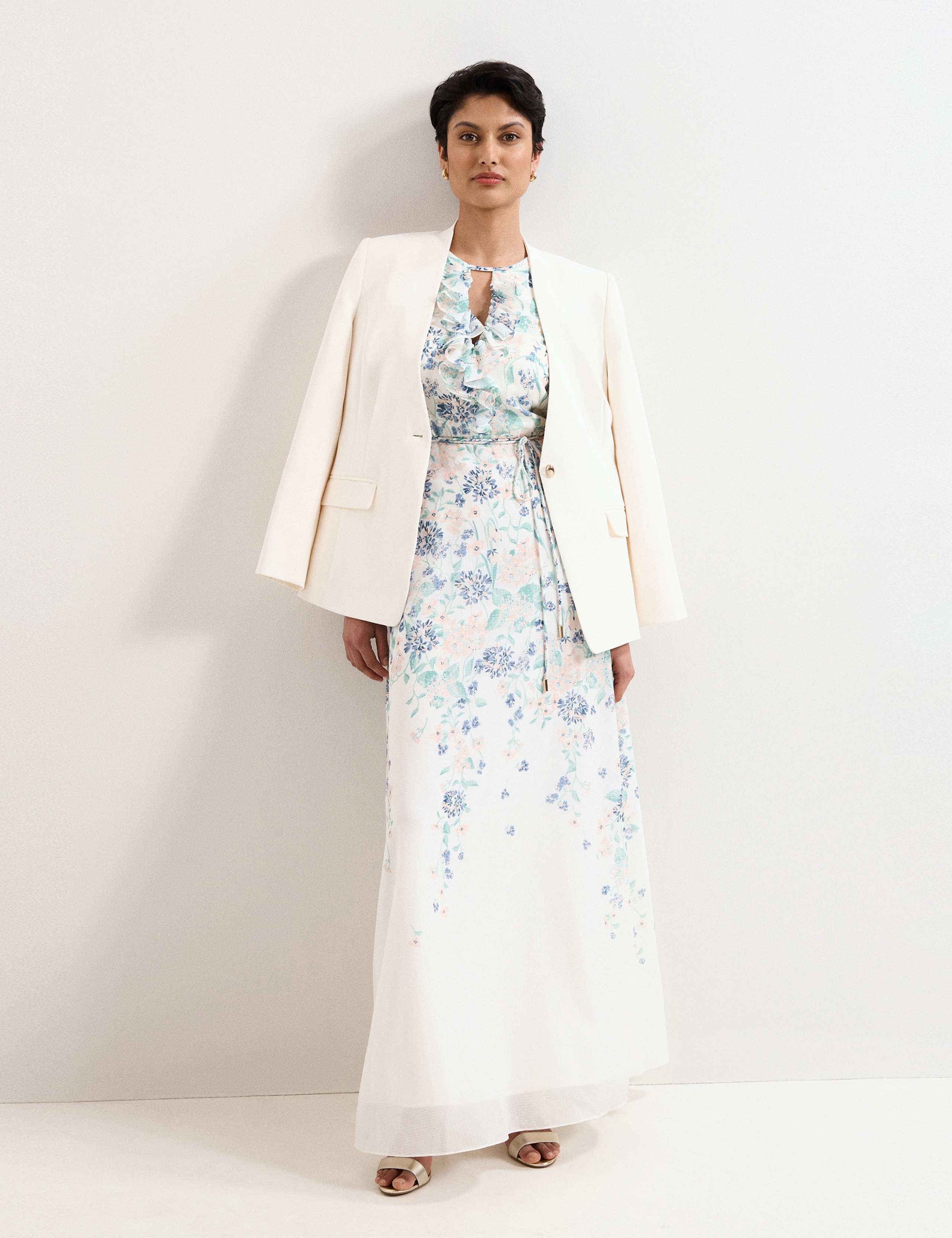 Floral Ruffle Belted Maxi Waisted Dress 3 of 8