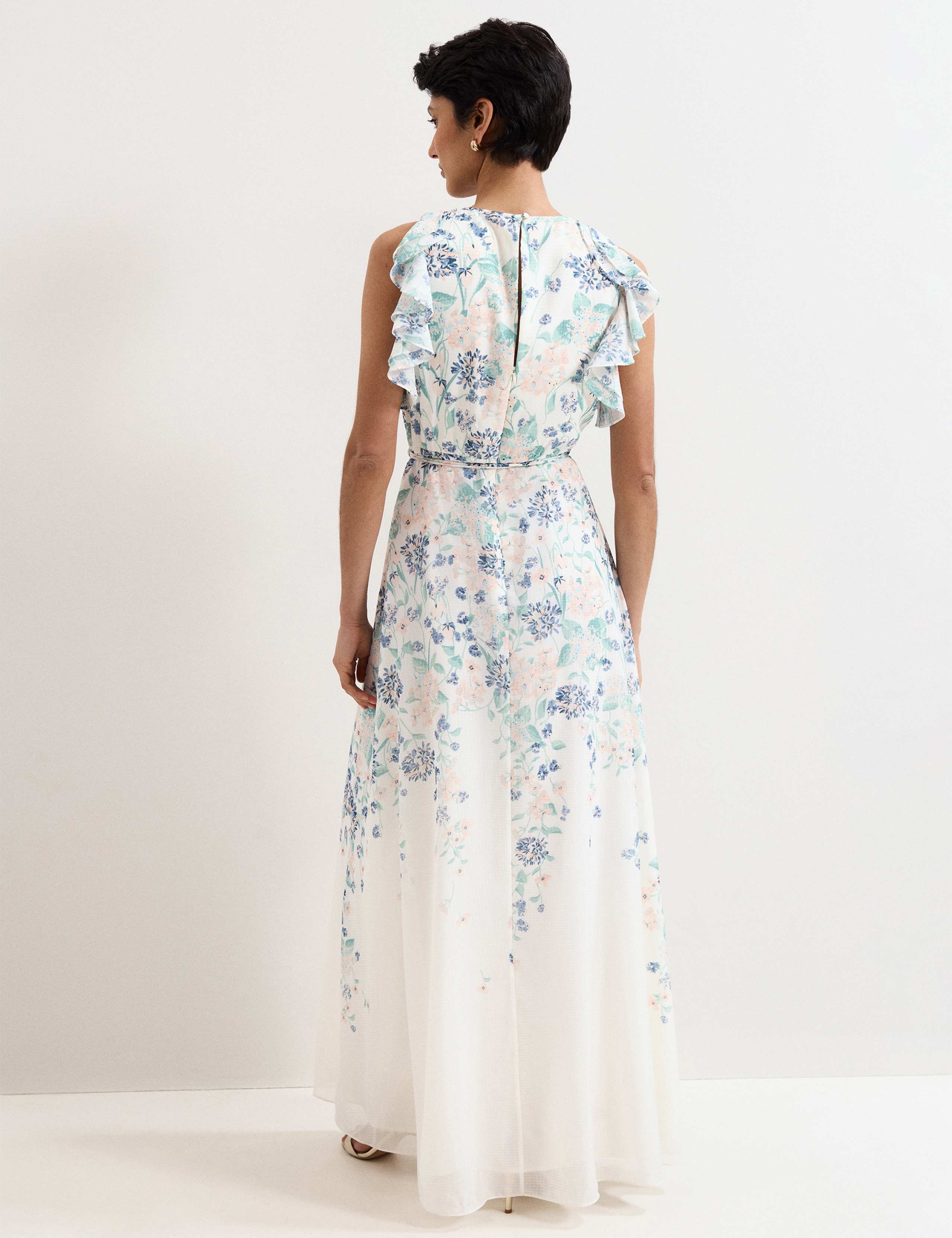 Floral Ruffle Belted Maxi Waisted Dress 4 of 8