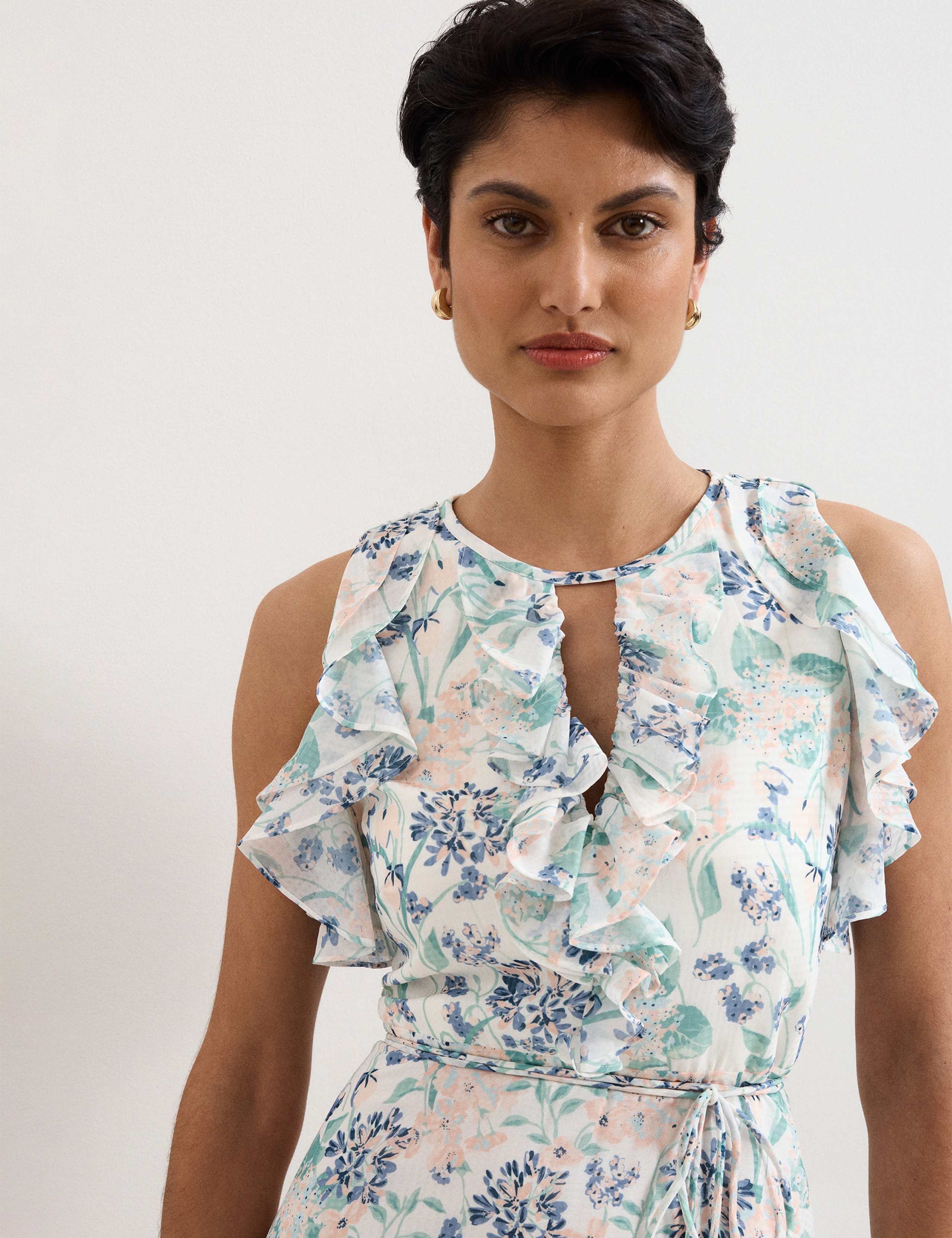 Floral Ruffle Belted Maxi Waisted Dress 6 of 8