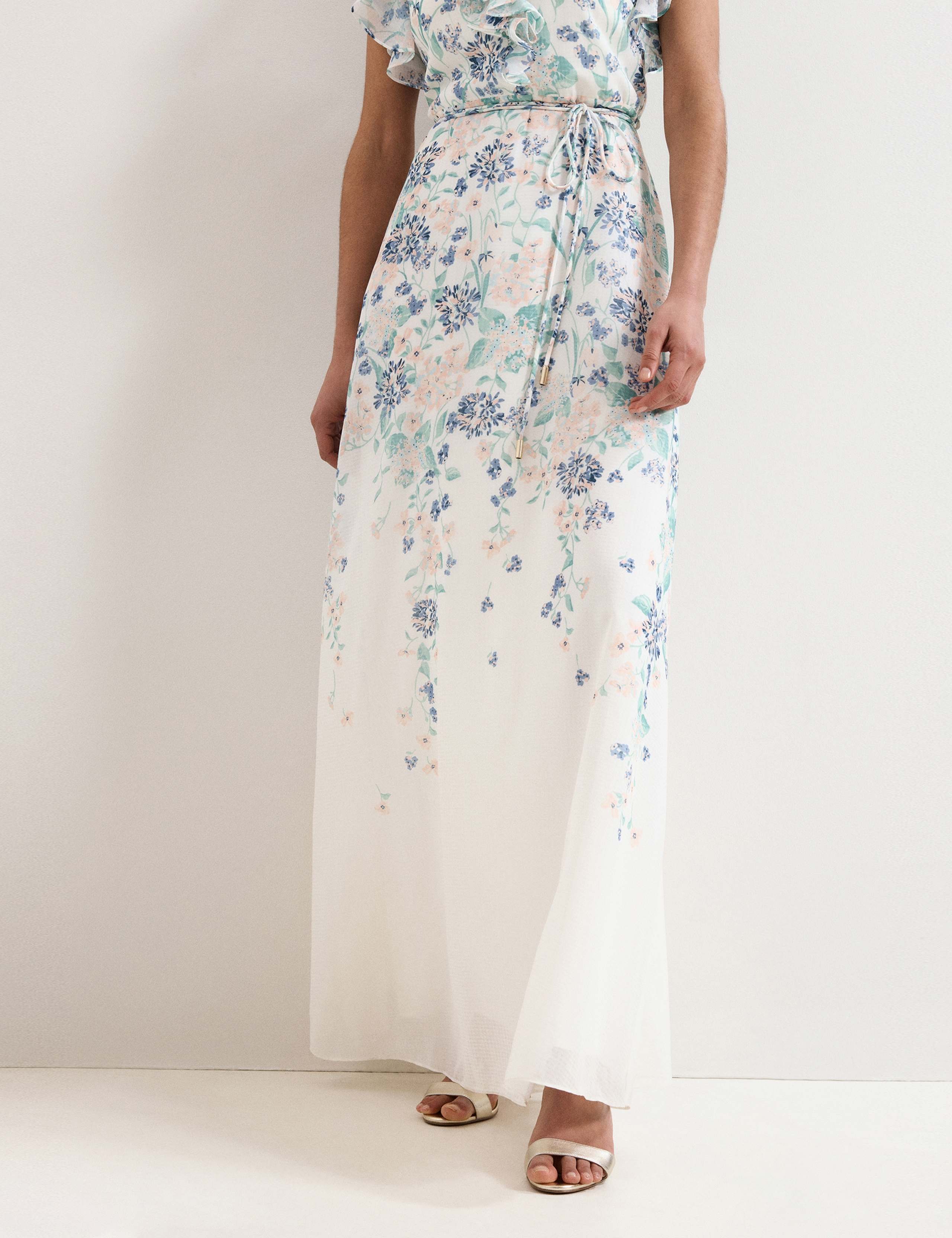 Floral Ruffle Belted Maxi Waisted Dress 8 of 8