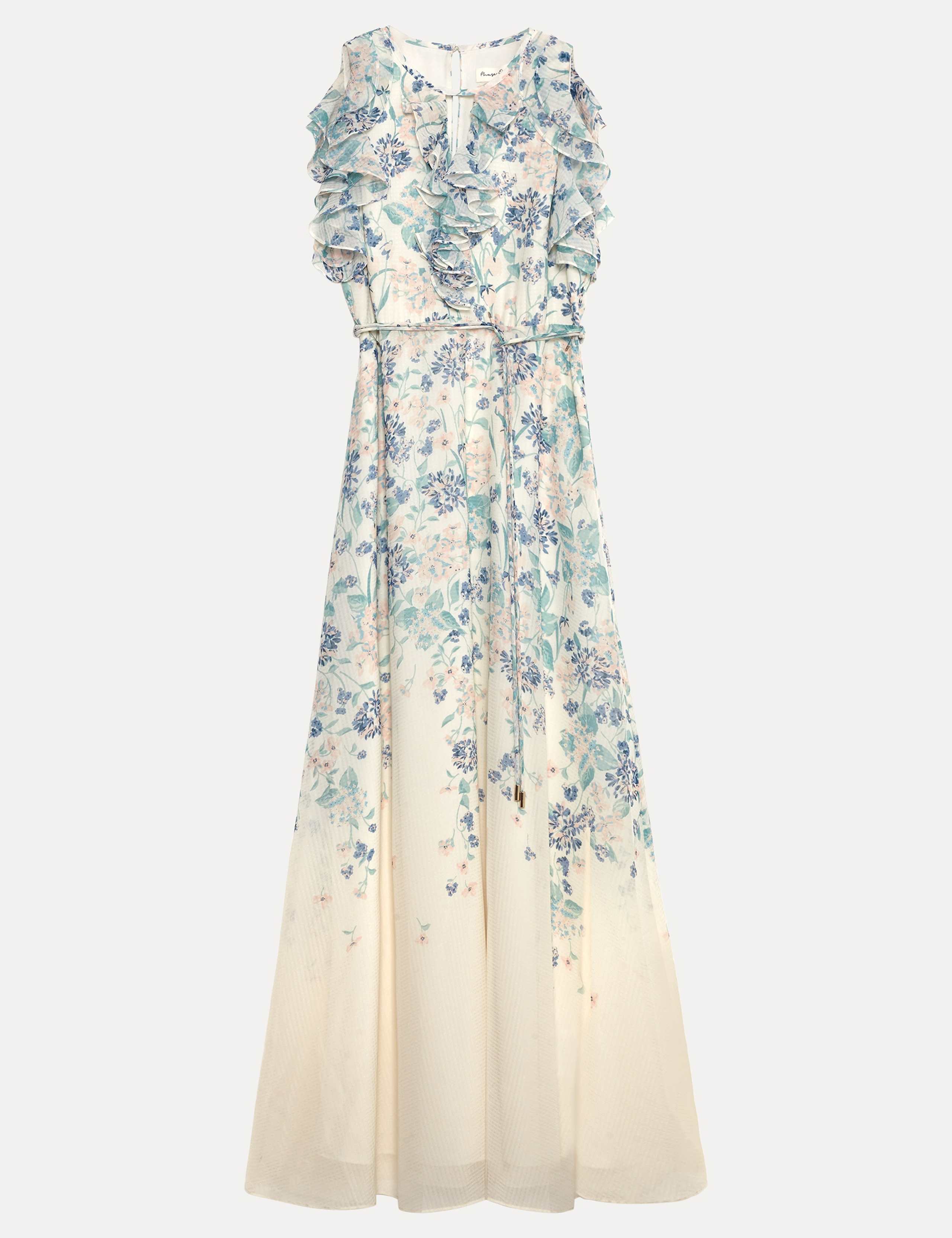 Floral Ruffle Belted Maxi Waisted Dress 2 of 8