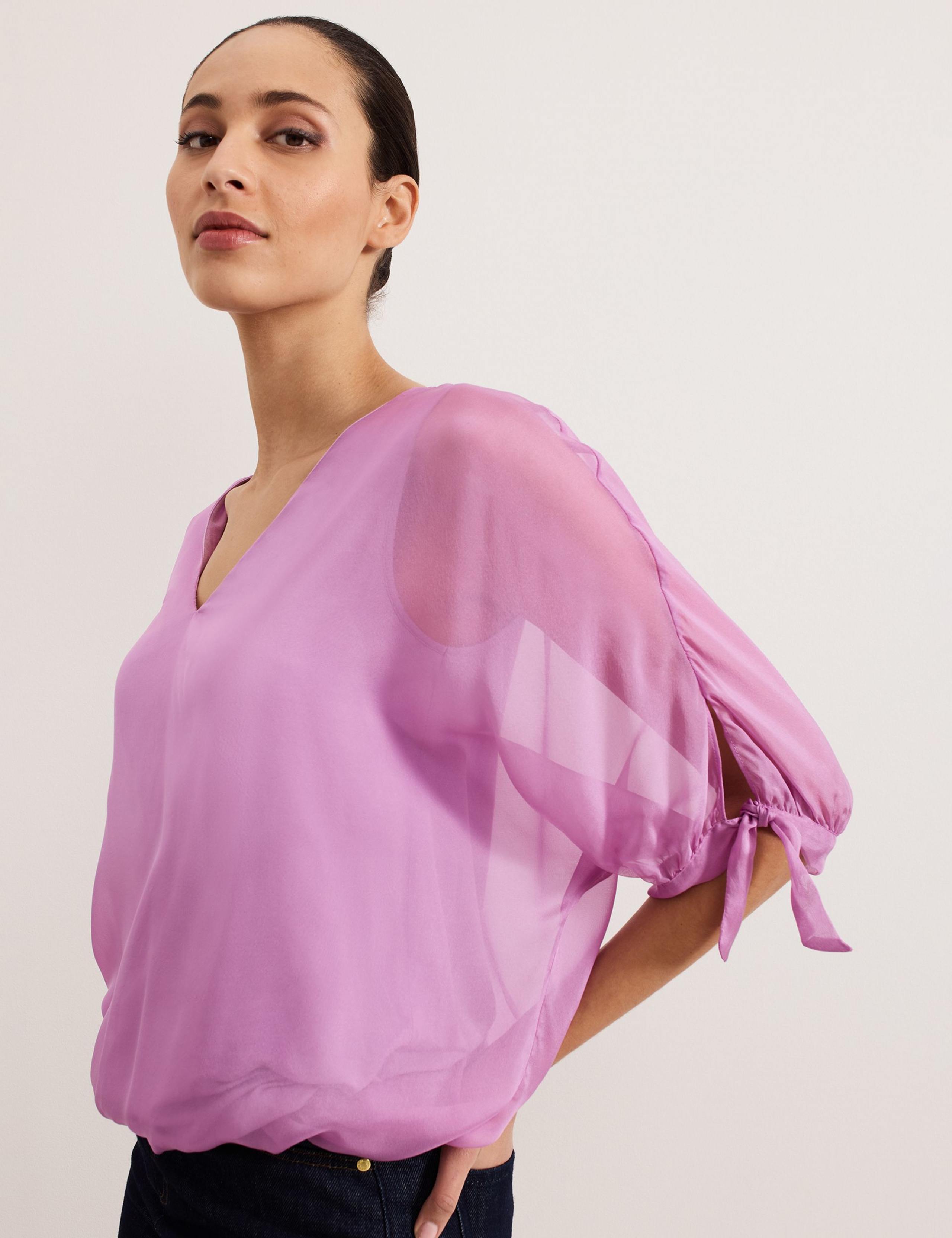 Pure Silk V-Neck Blouse 3 of 6