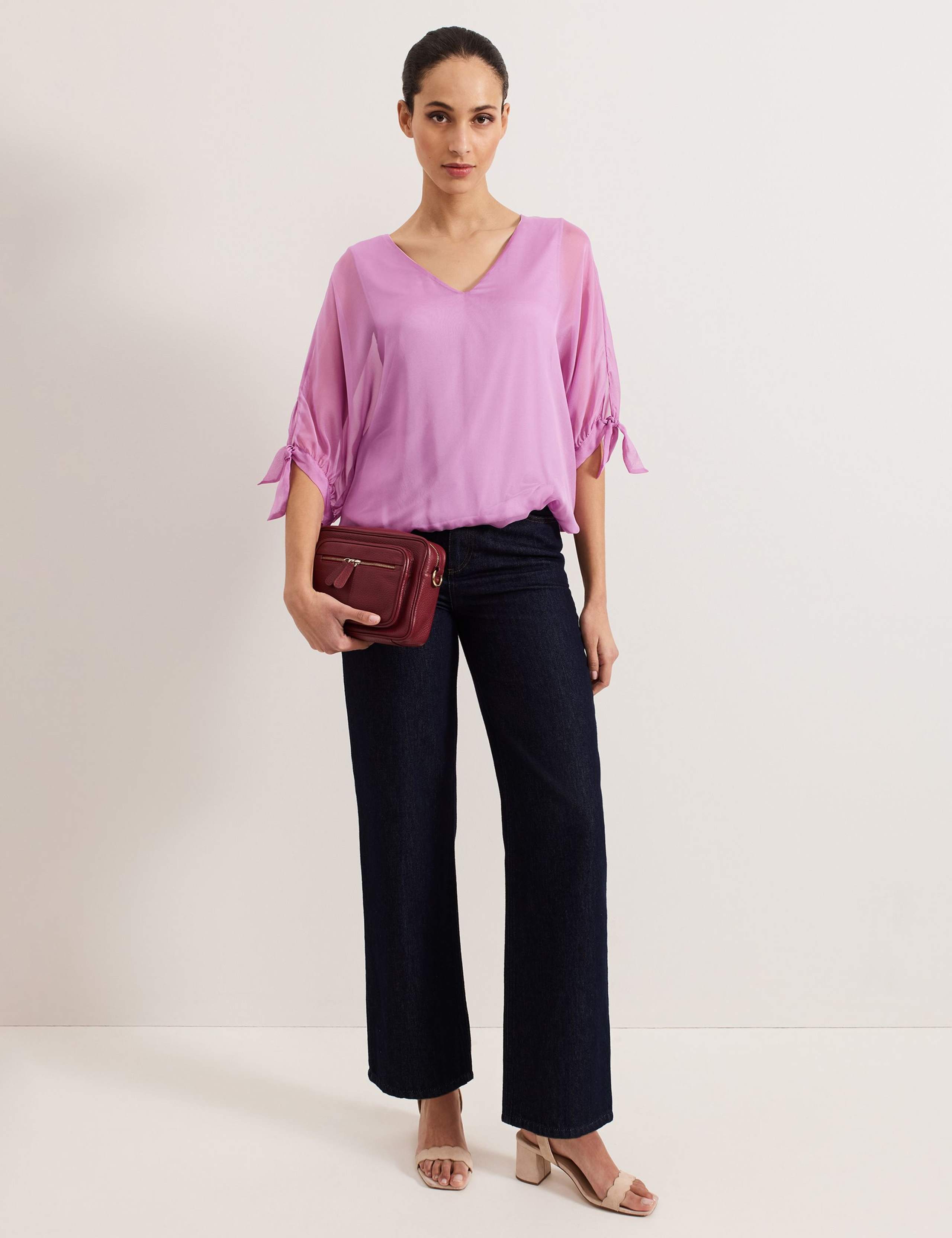 Pure Silk V-Neck Blouse 4 of 6