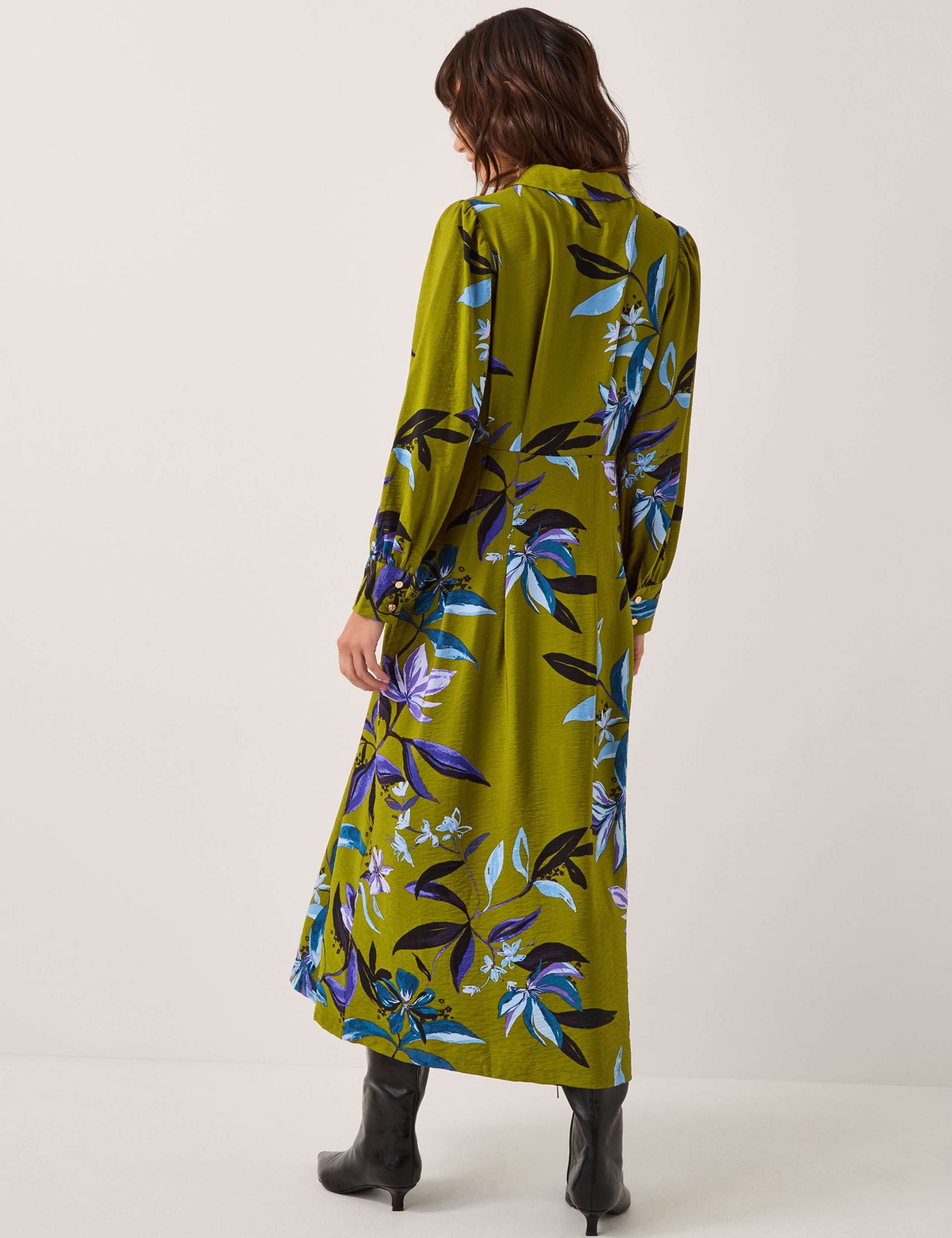 Floral Button Front Midi Shirt Dress 3 of 5