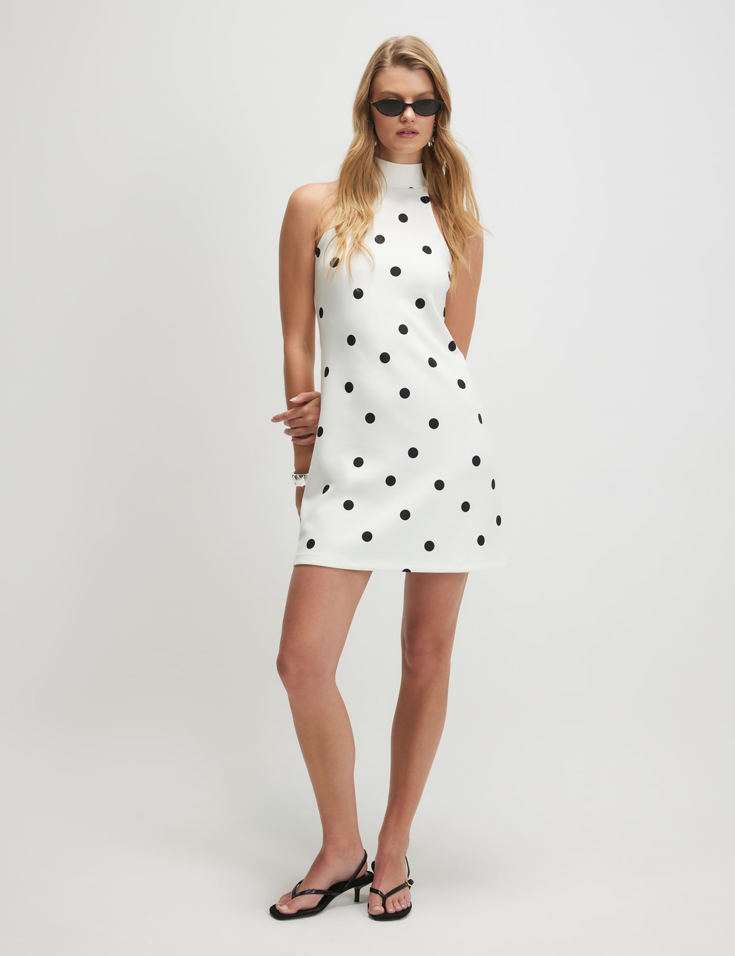 Polka Dot Halter Neck Mini Skater Dress 1 of 4