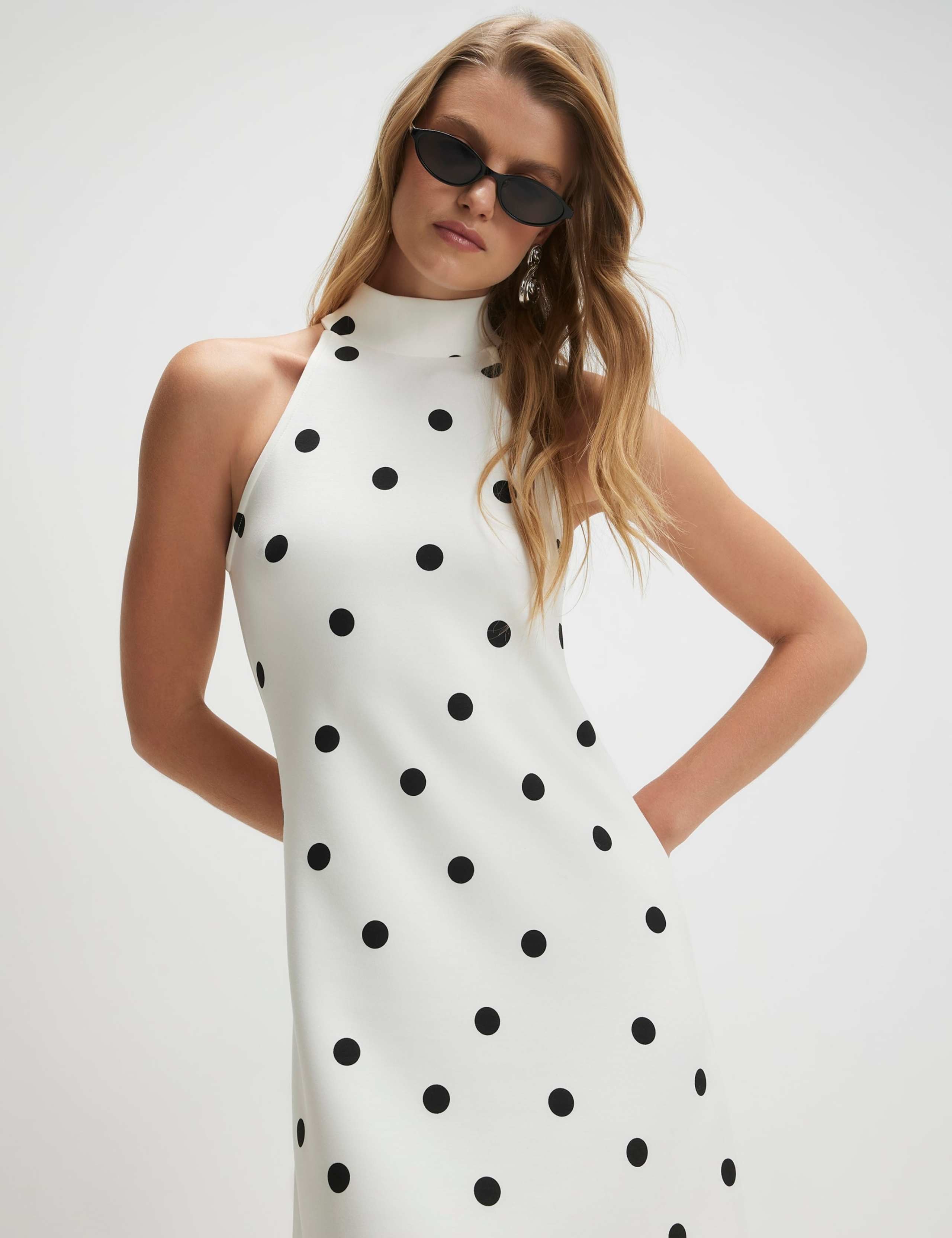 Polka Dot Halter Neck Mini Skater Dress 3 of 4