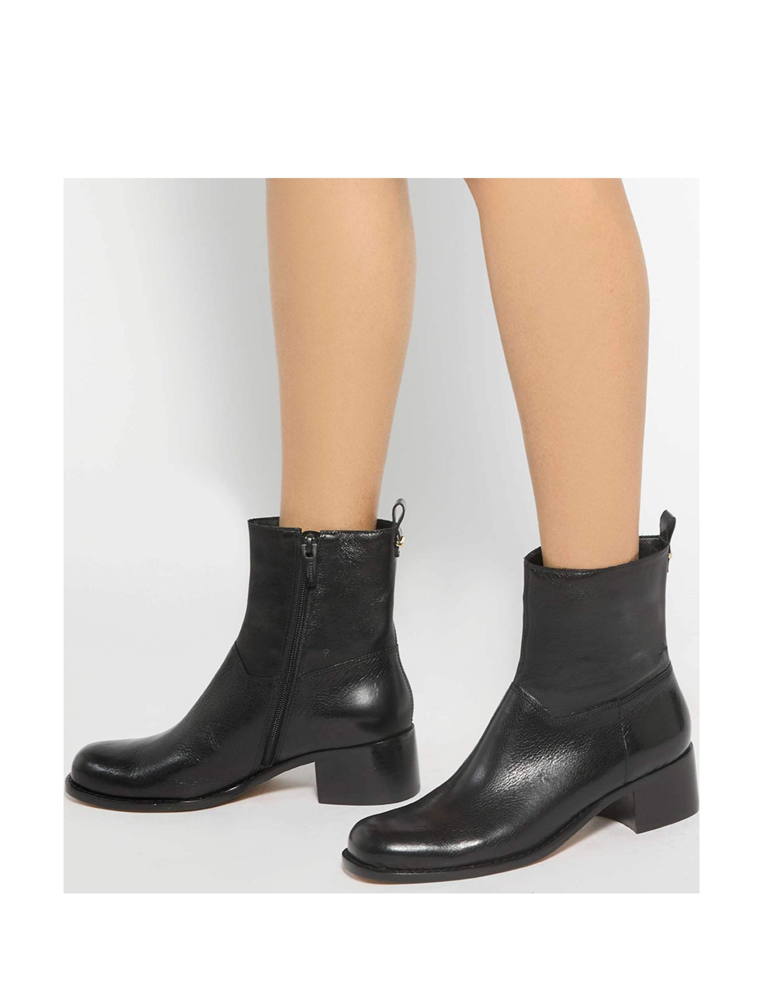 Leather Block Heel Ankle Boots 3 of 6