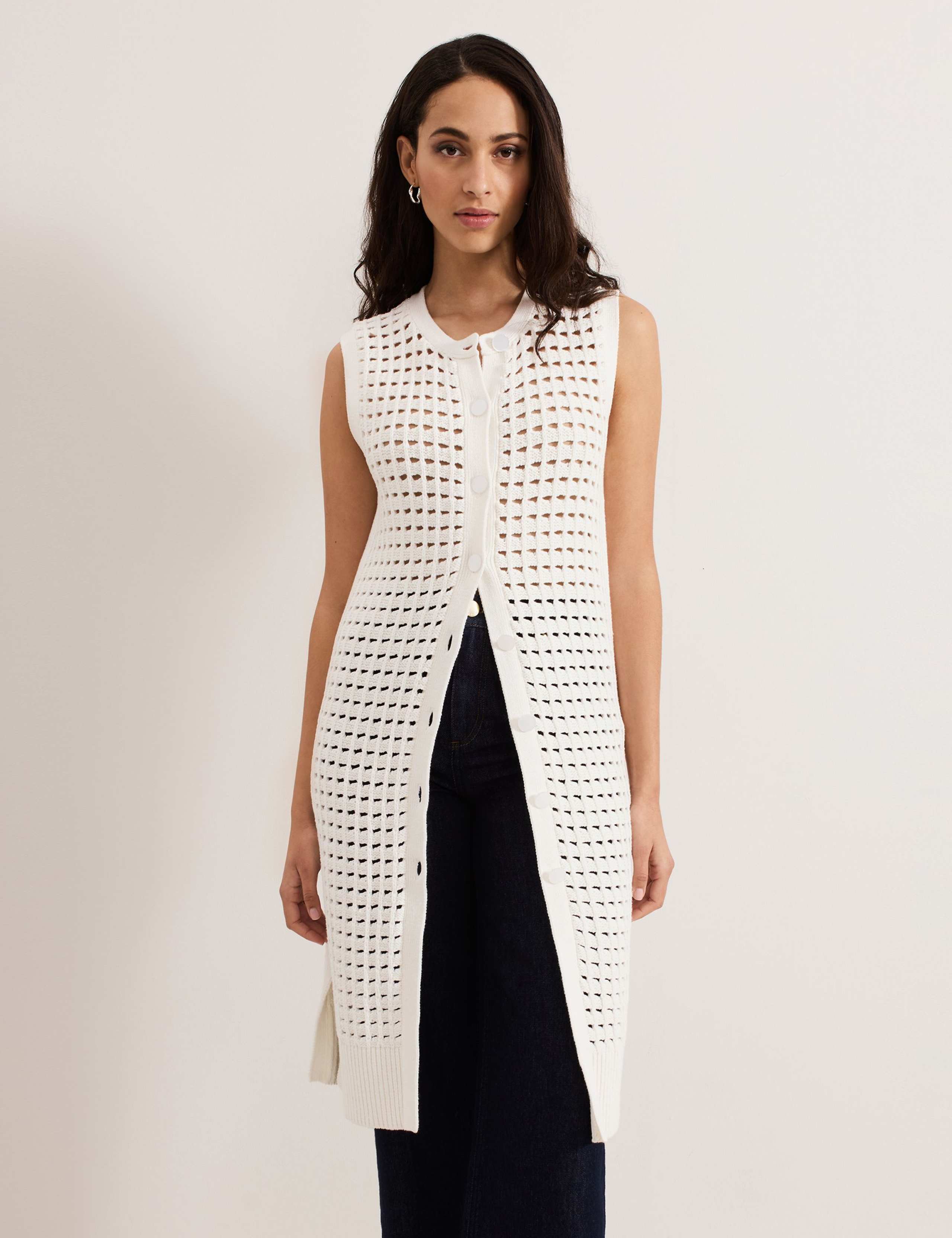Pure Cotton Textured Longline Cardigan 1 of 7