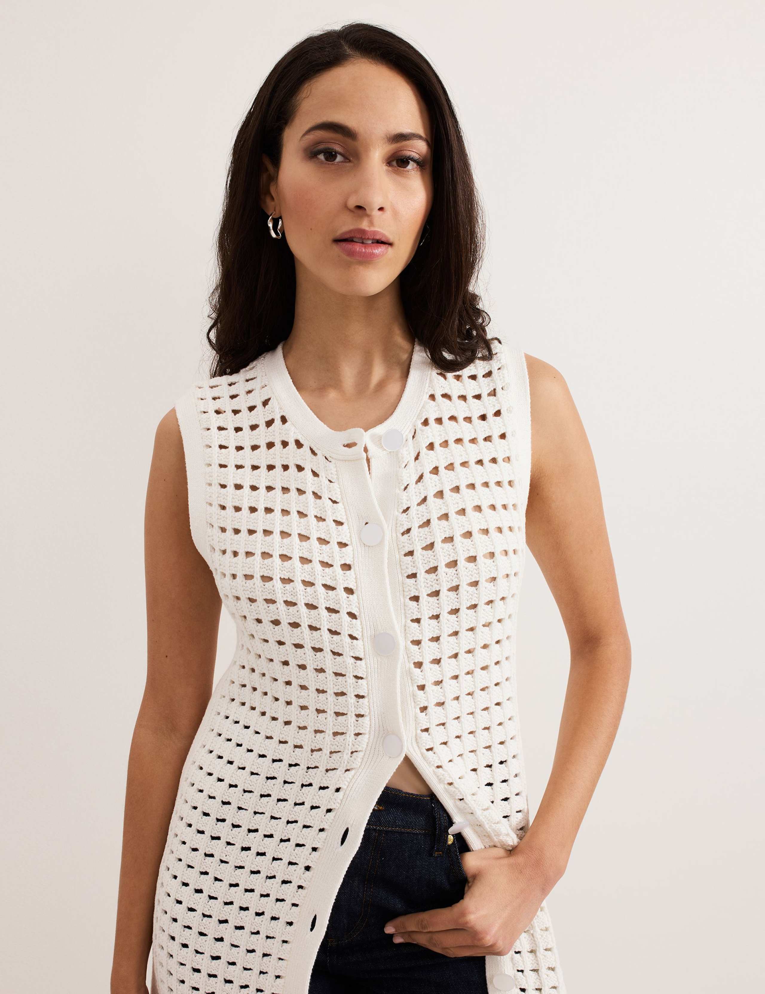 Pure Cotton Textured Longline Cardigan 4 of 7
