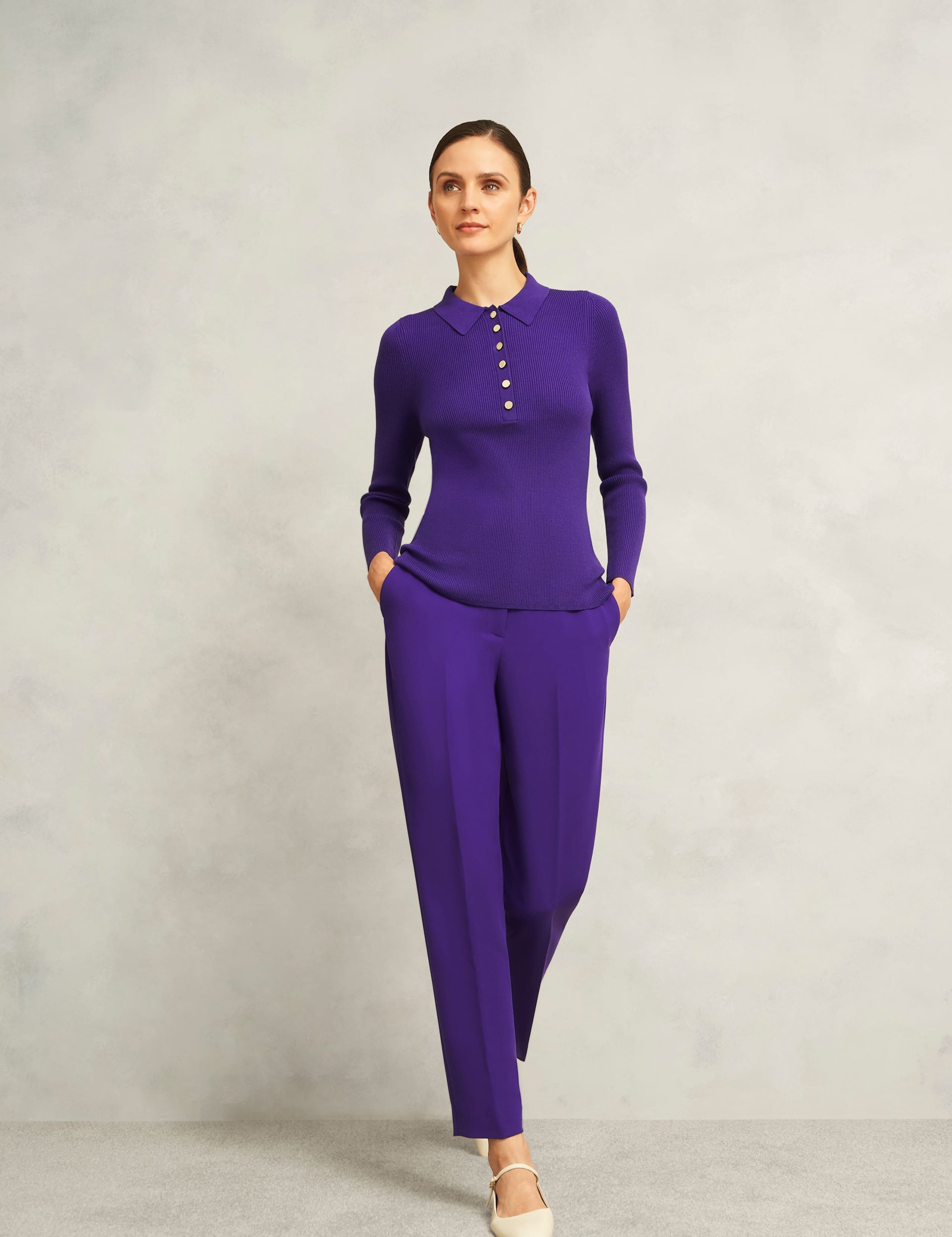 Ribbed Knitted Collared Button Detail Top 3 of 6