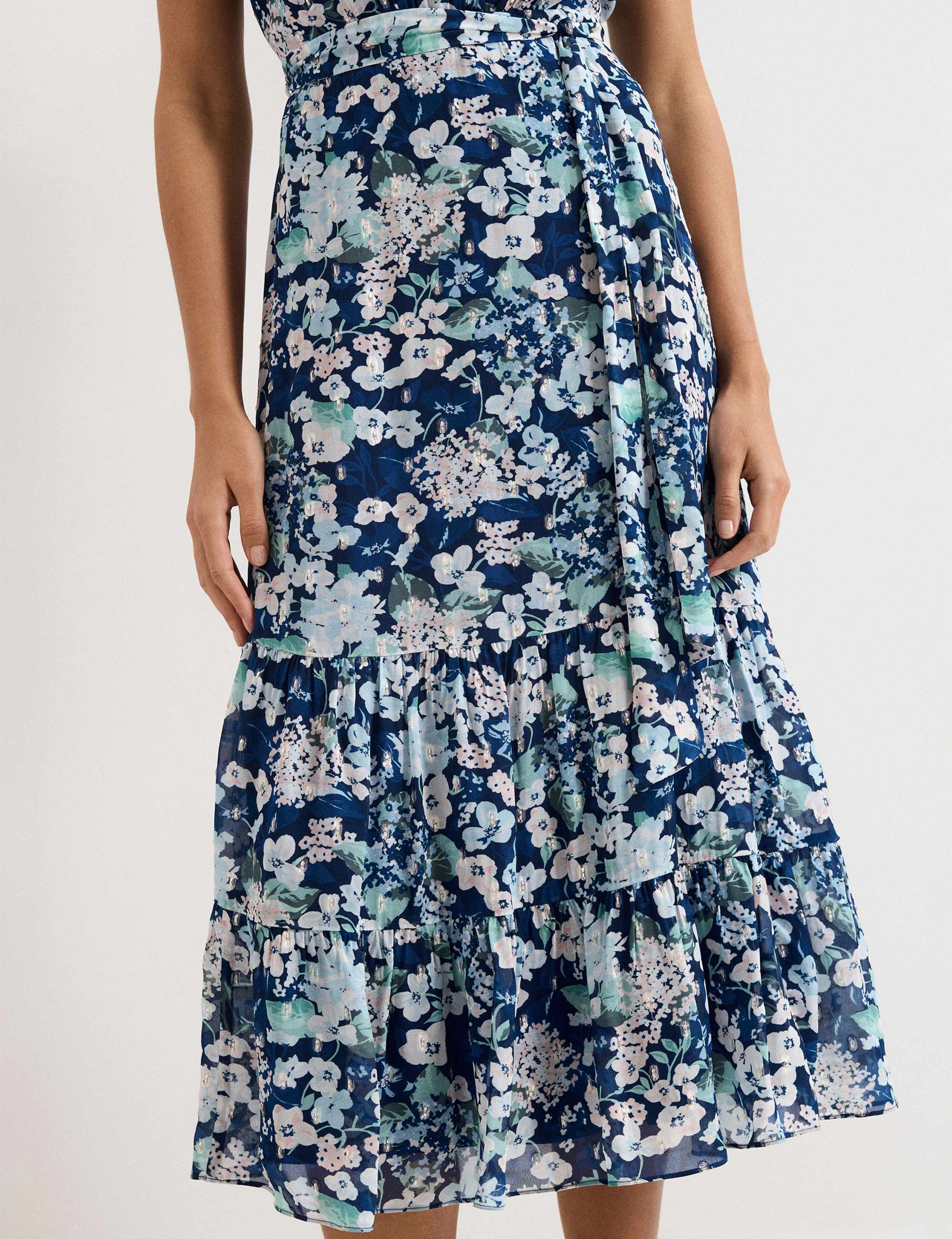 Floral V-Neck Midi Tiered Waisted Dress 6 of 6