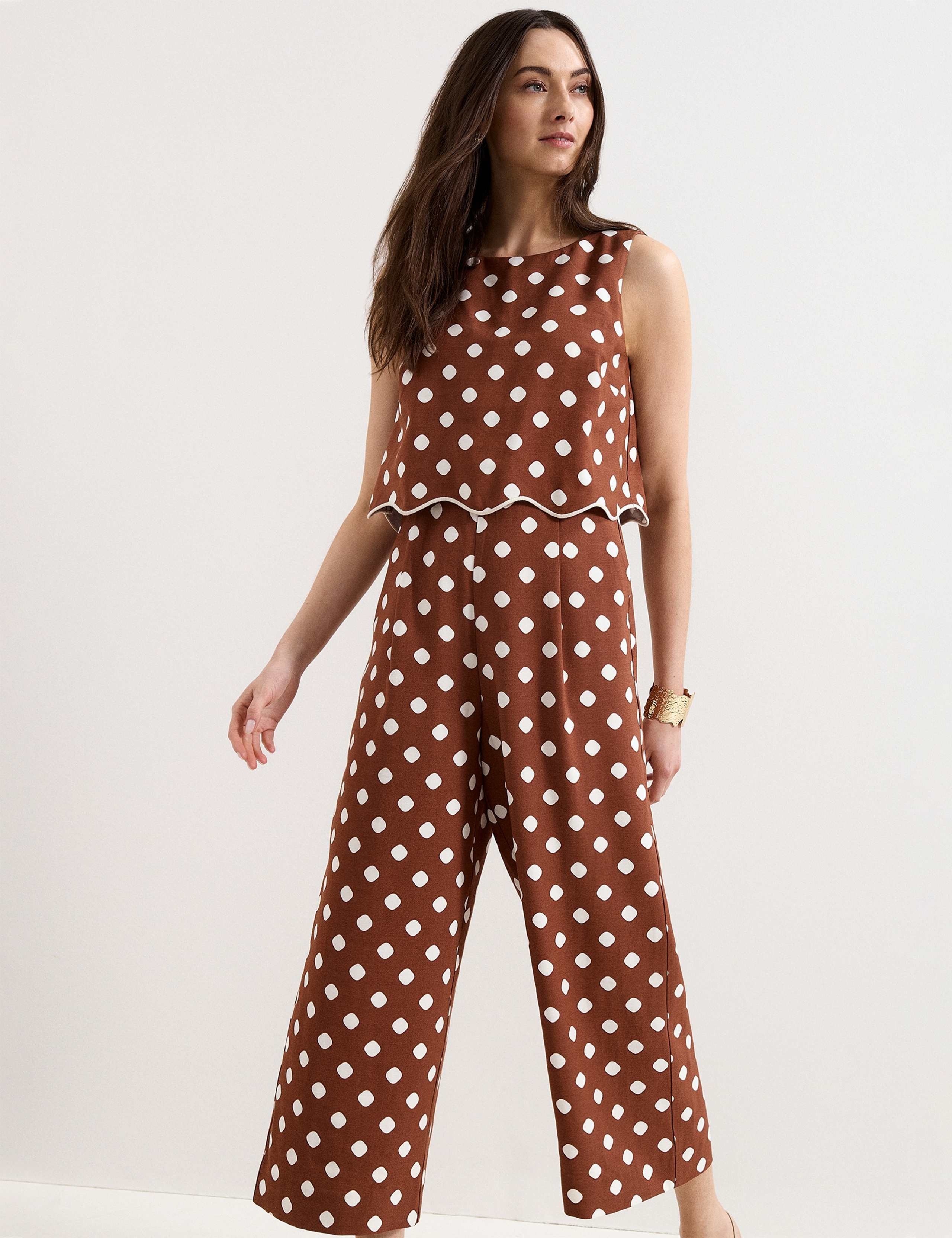 Polka Dot Cropped Jumpsuit 1 of 7