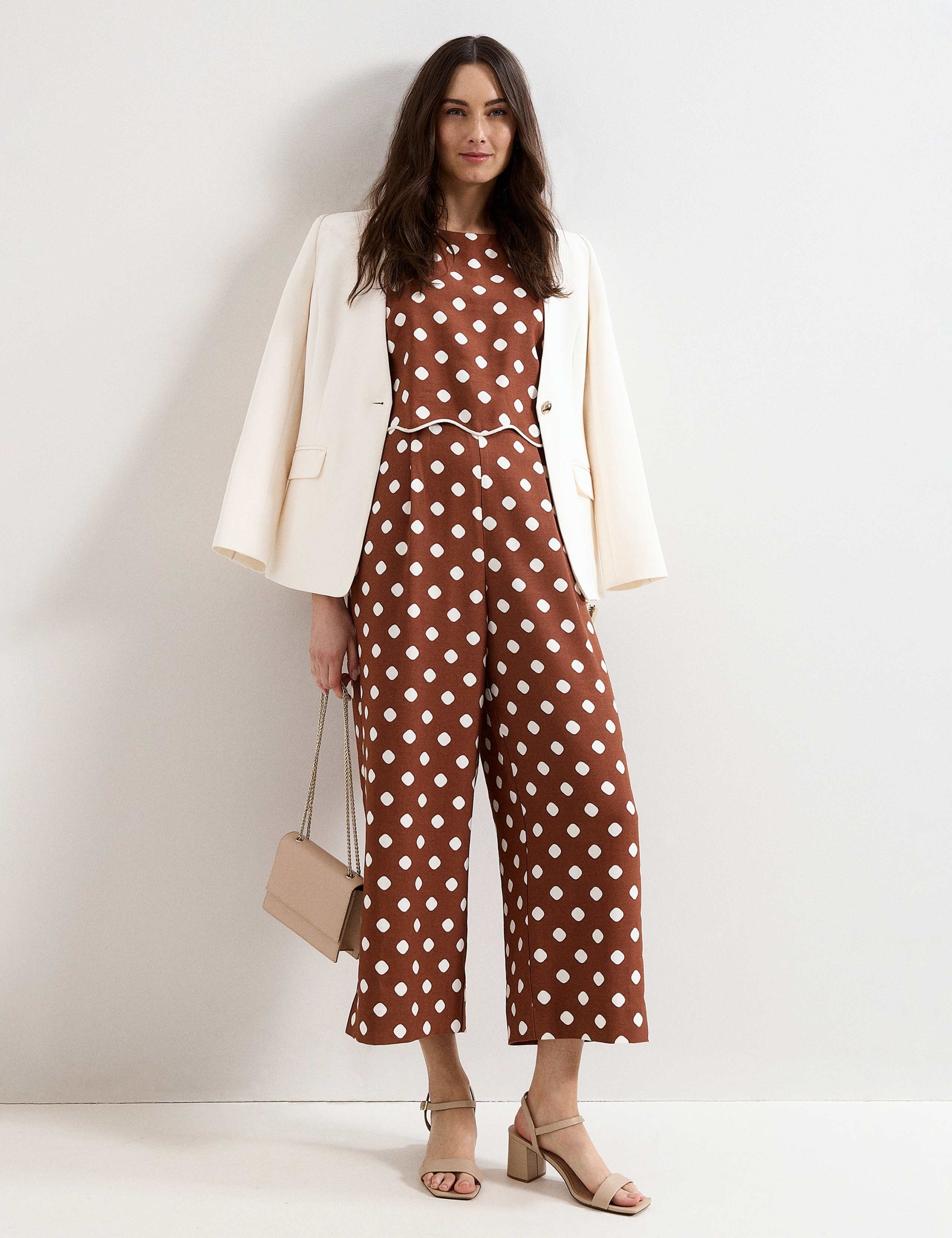 Polka Dot Cropped Jumpsuit 3 of 7