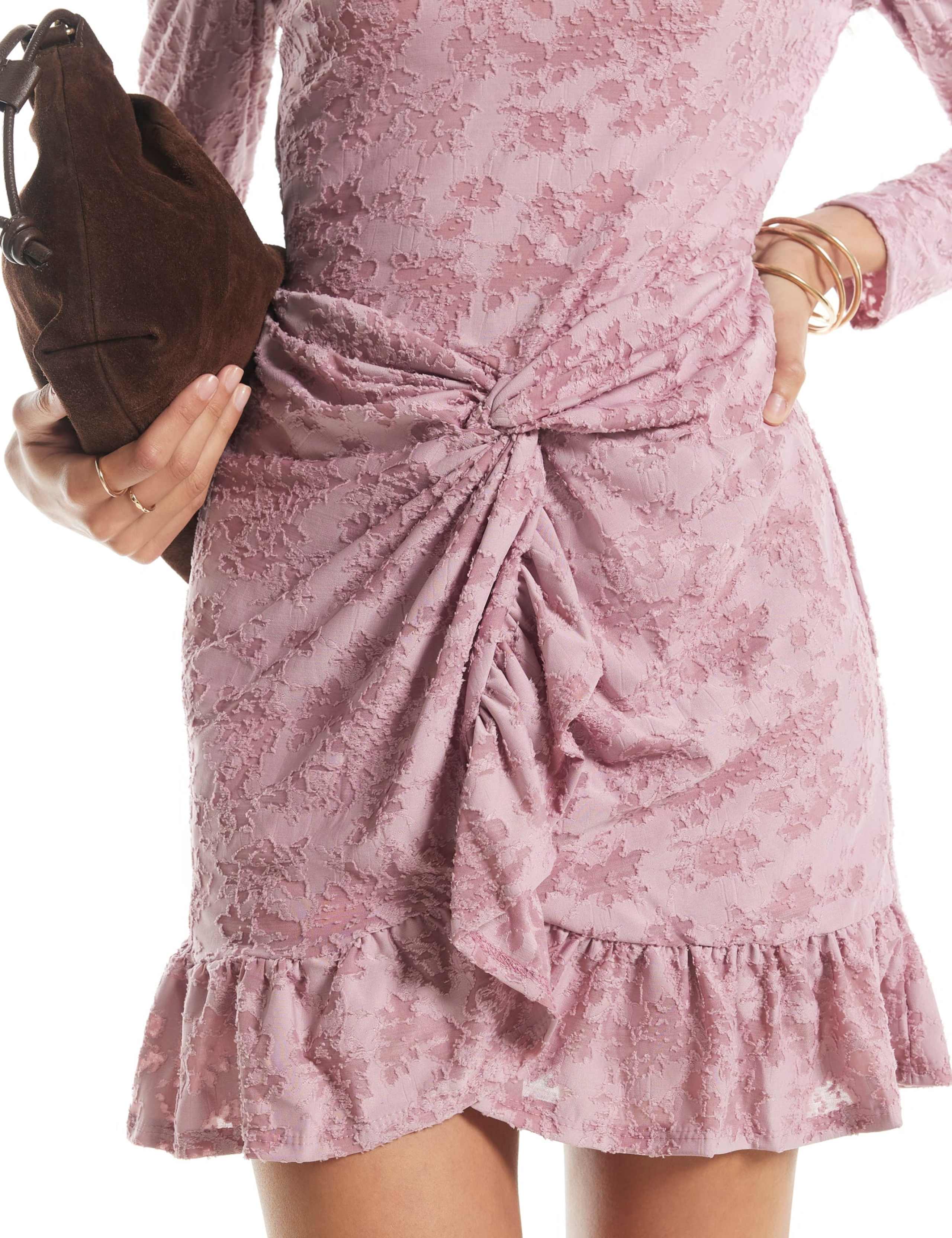 Floral Round Neck Twist Front Mini Skater Dress 2 of 6