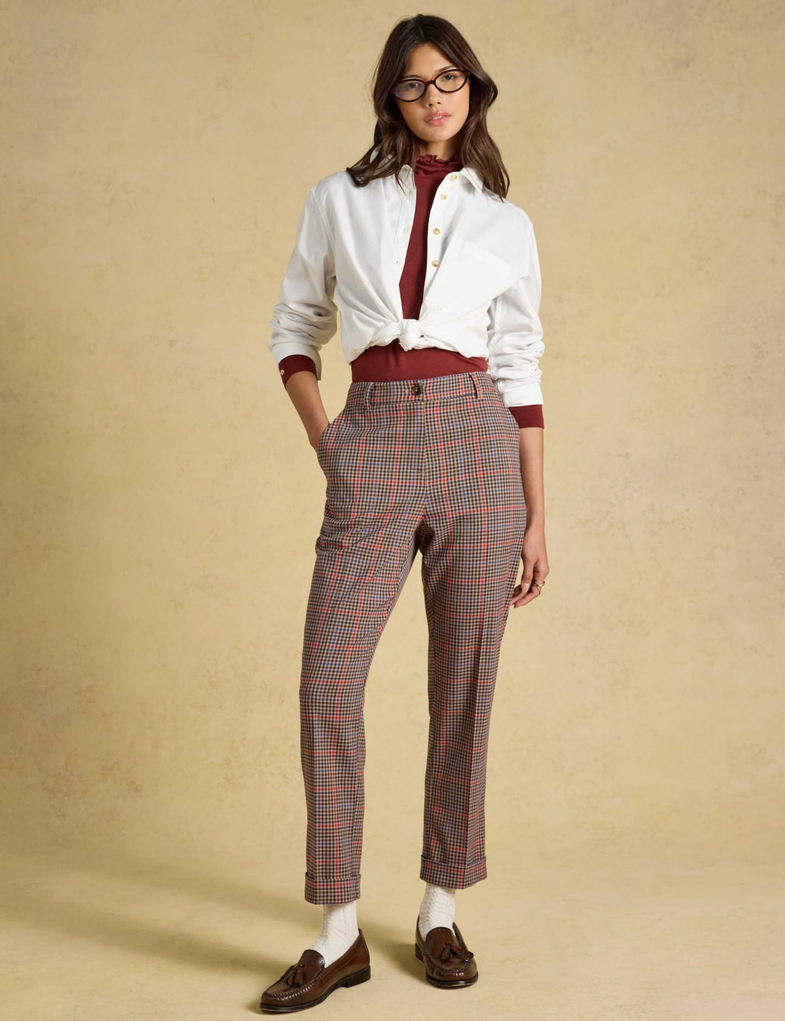 Houndstooth Pleat Front Tapered Trousers 4 of 7