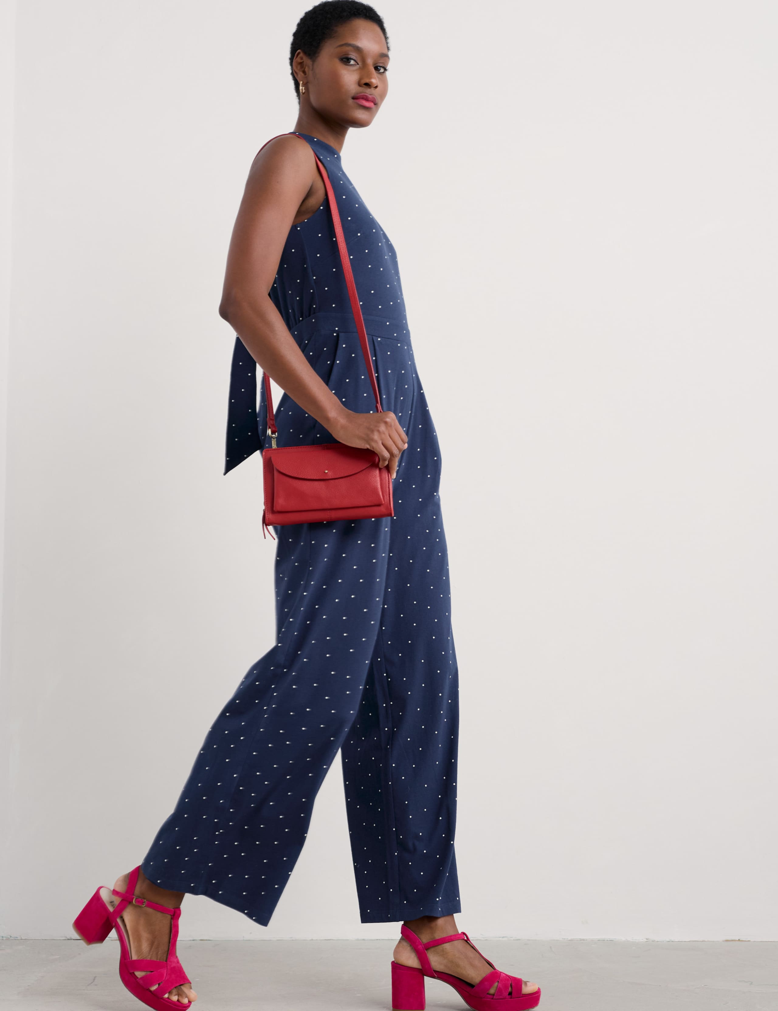 Cotton Rich Polka Dot Sleeveless Jumpsuit 4 of 4