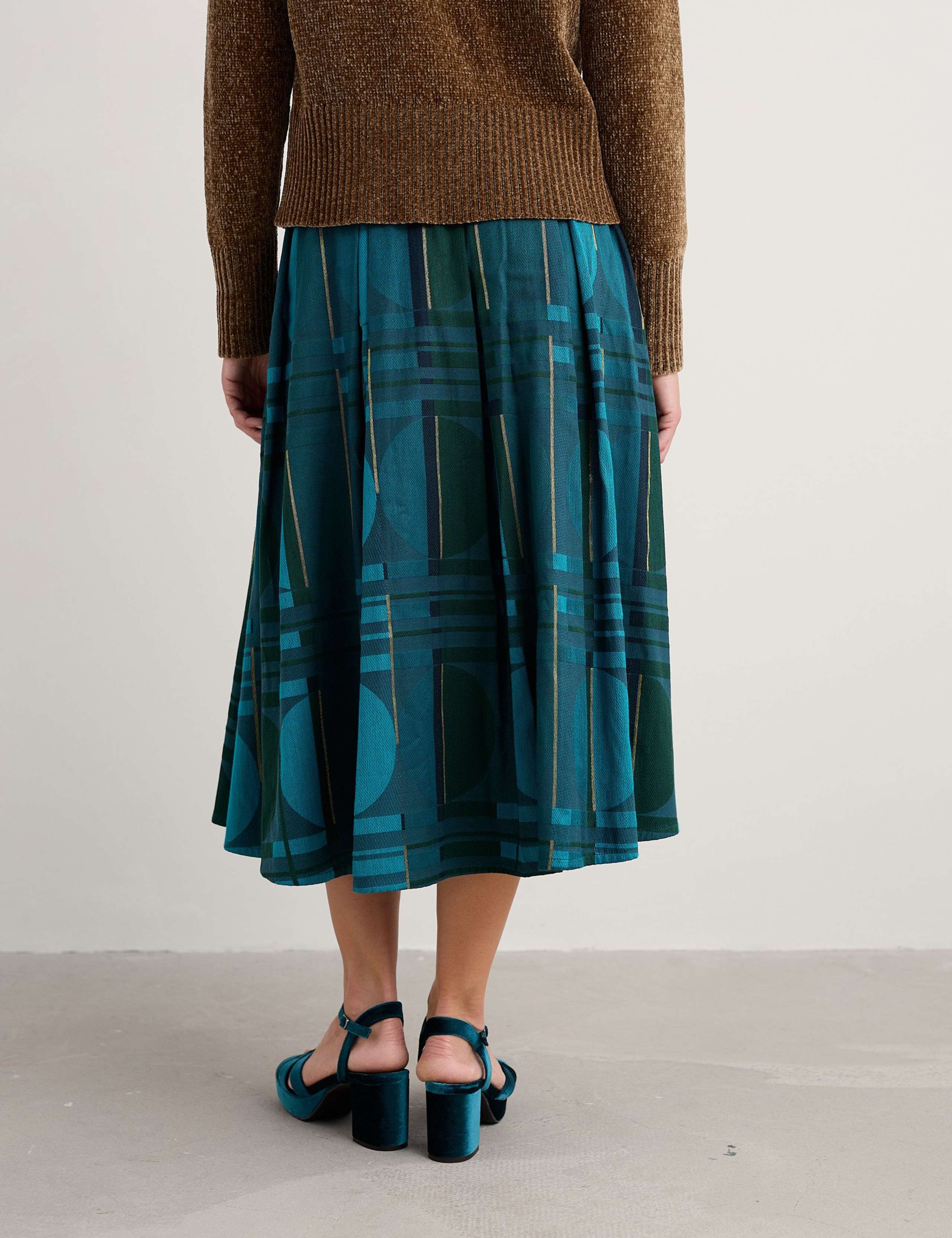Cotton Rich Geometric Midaxi A-Line Skirt 4 of 5