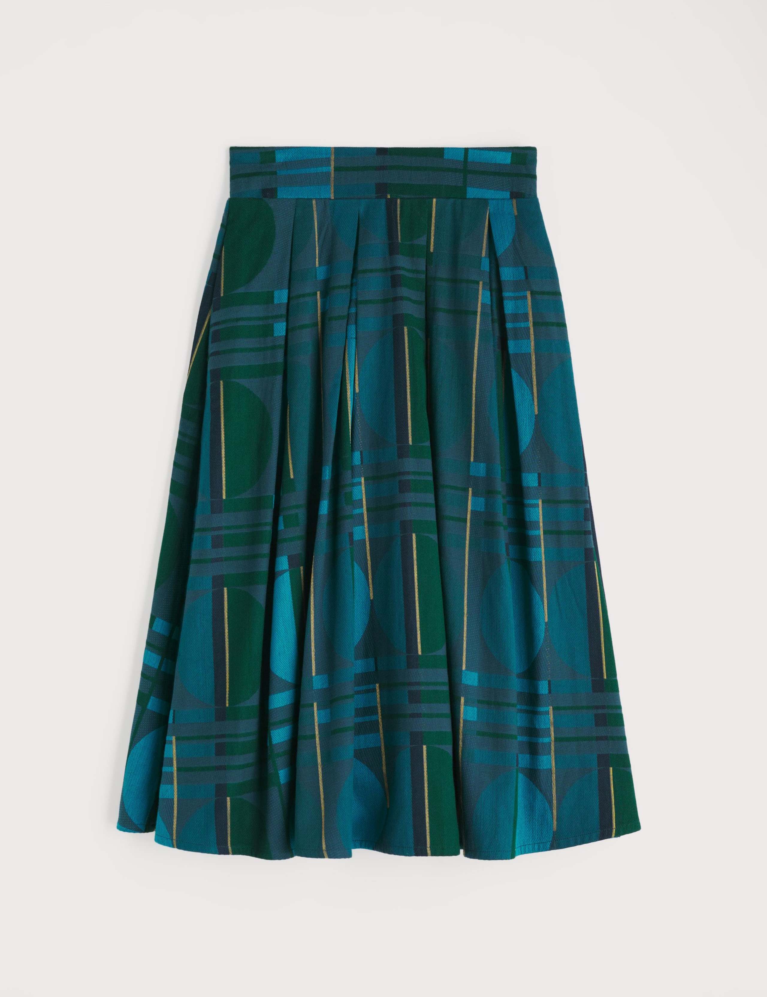Cotton Rich Geometric Midaxi A-Line Skirt 2 of 5