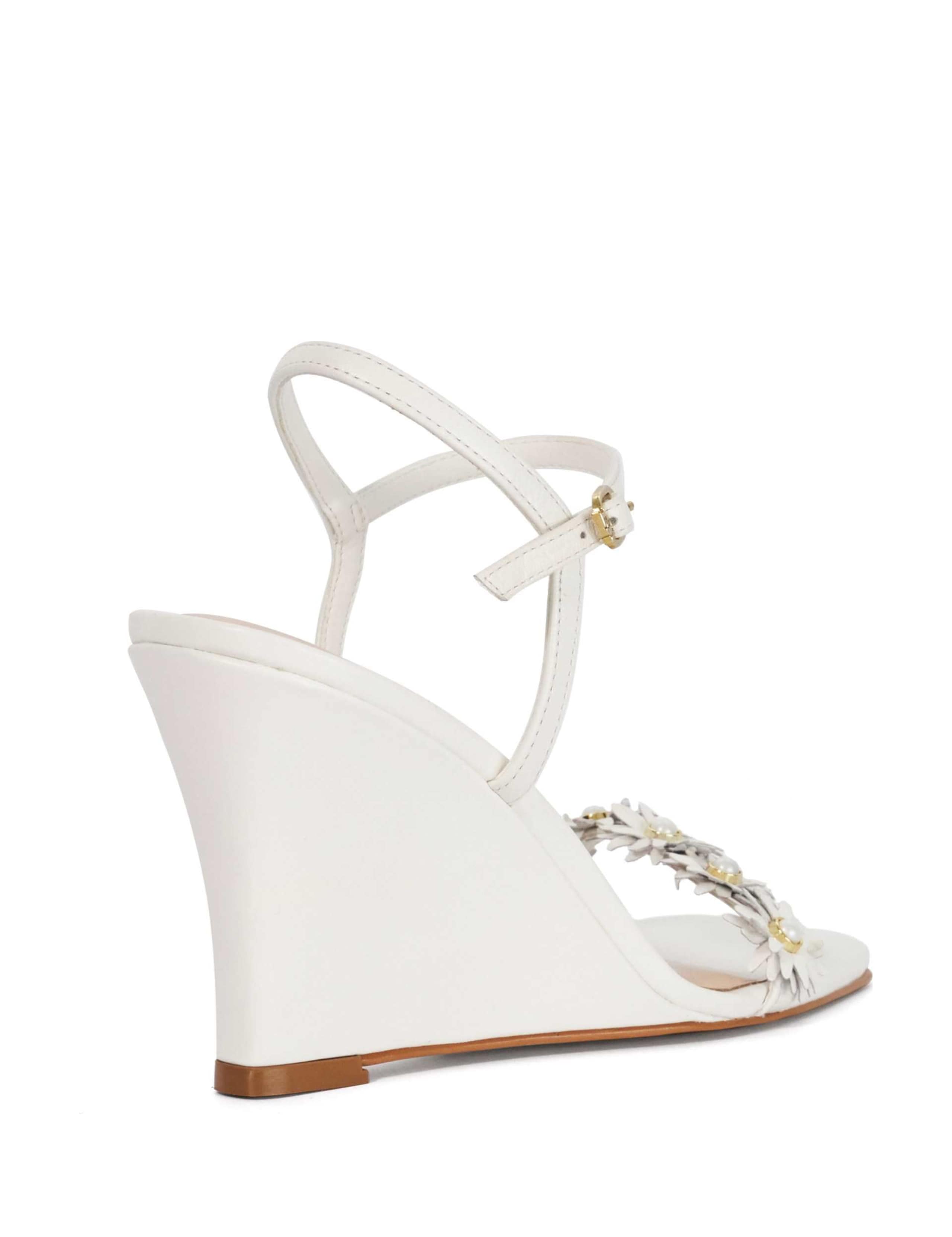 Leather Buckle Floral Strappy Wedge Sandals 4 of 6