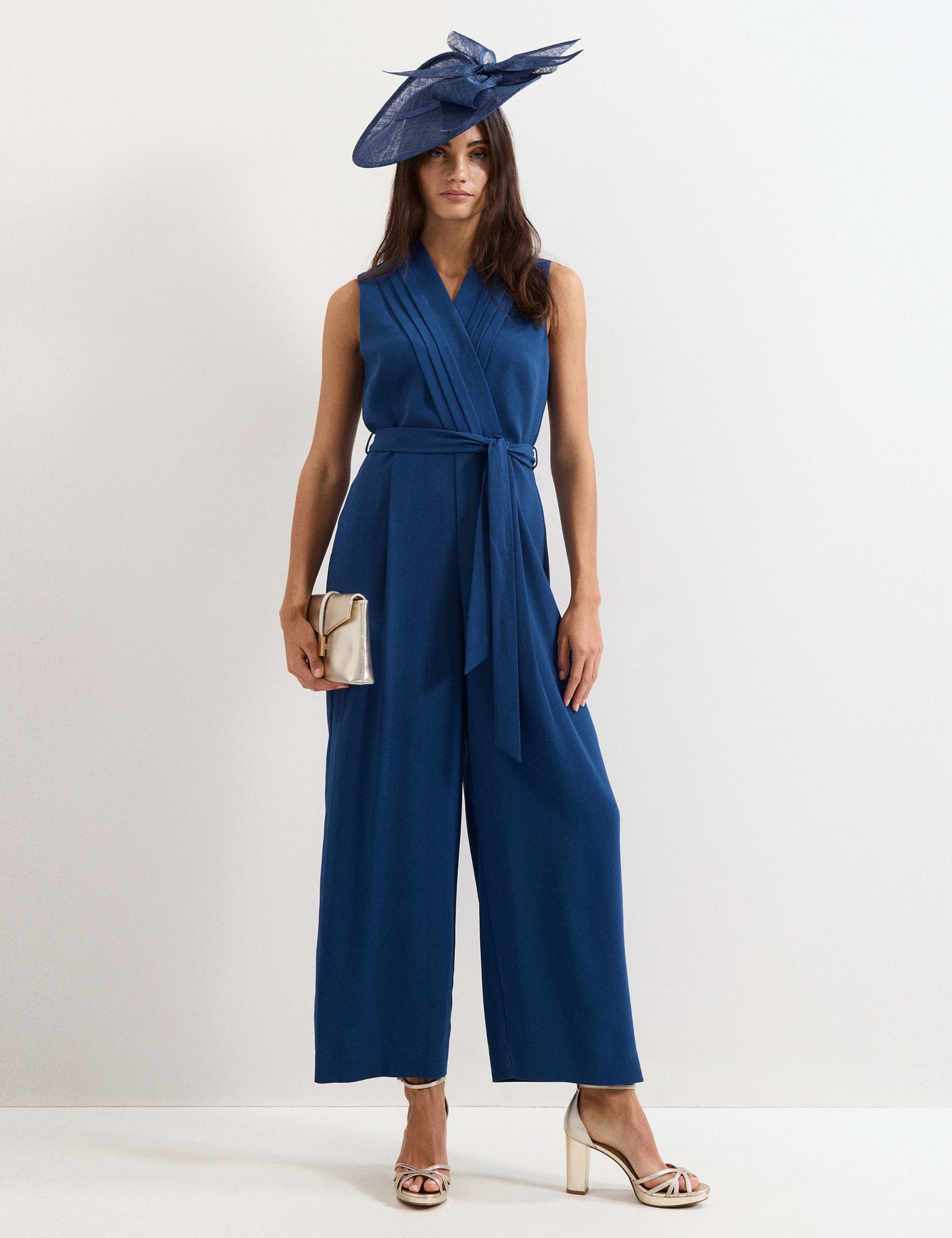 V-Neck Belted Sleeveless Jumpsuit 1 of 6
