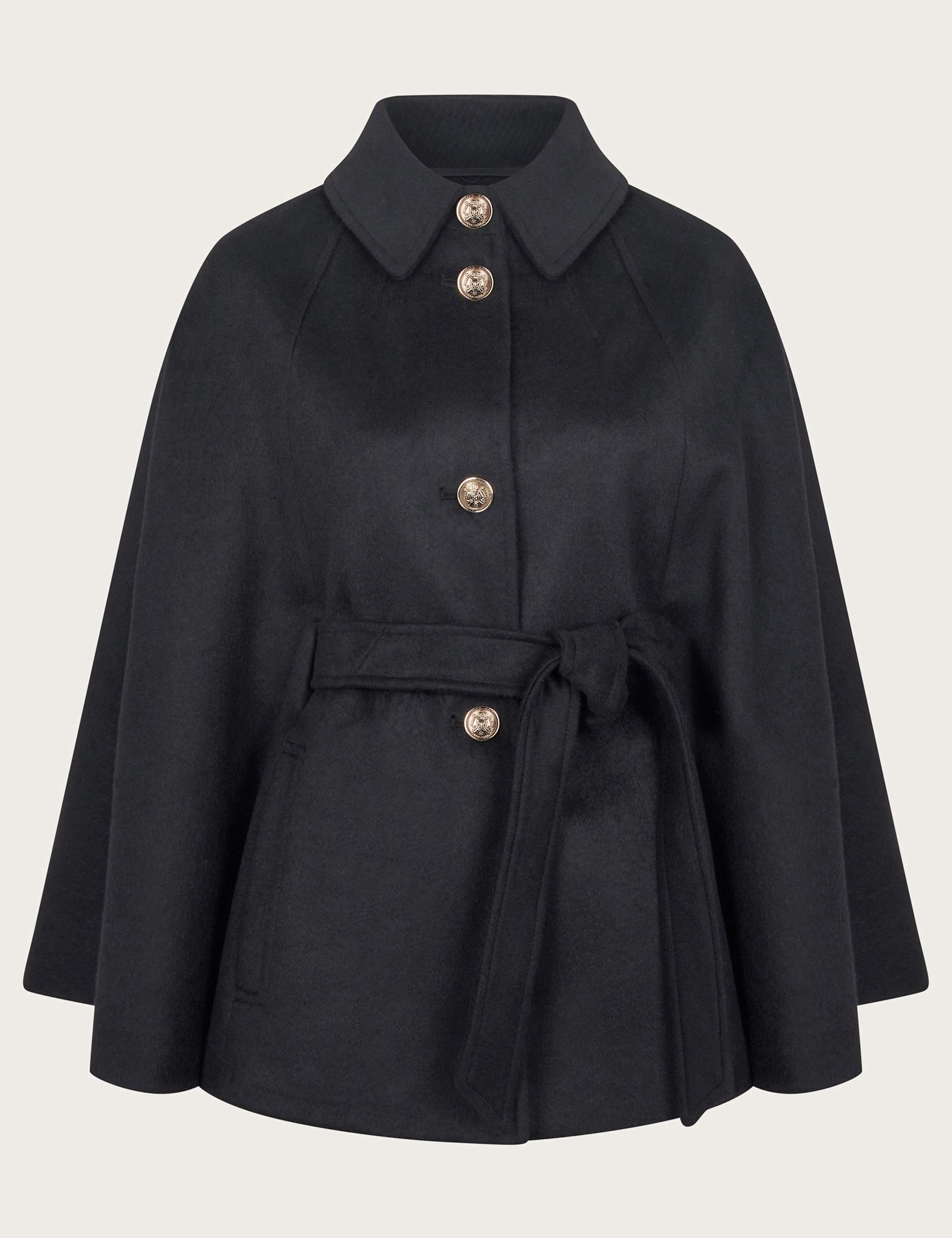 Wool Blend Belted Collared Coat 2 of 6