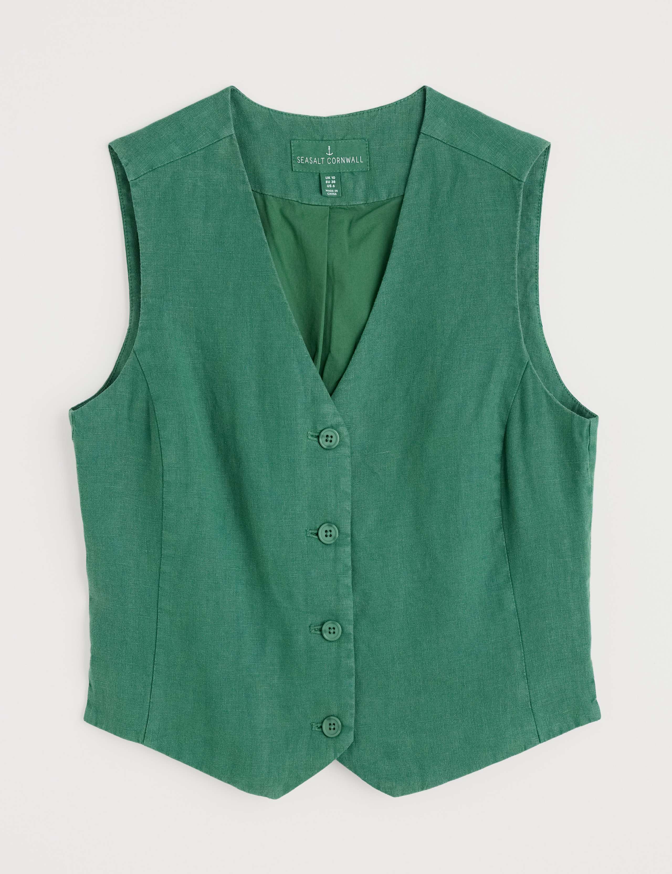 Pure Linen Single Breasted Waistcoat 2 of 4