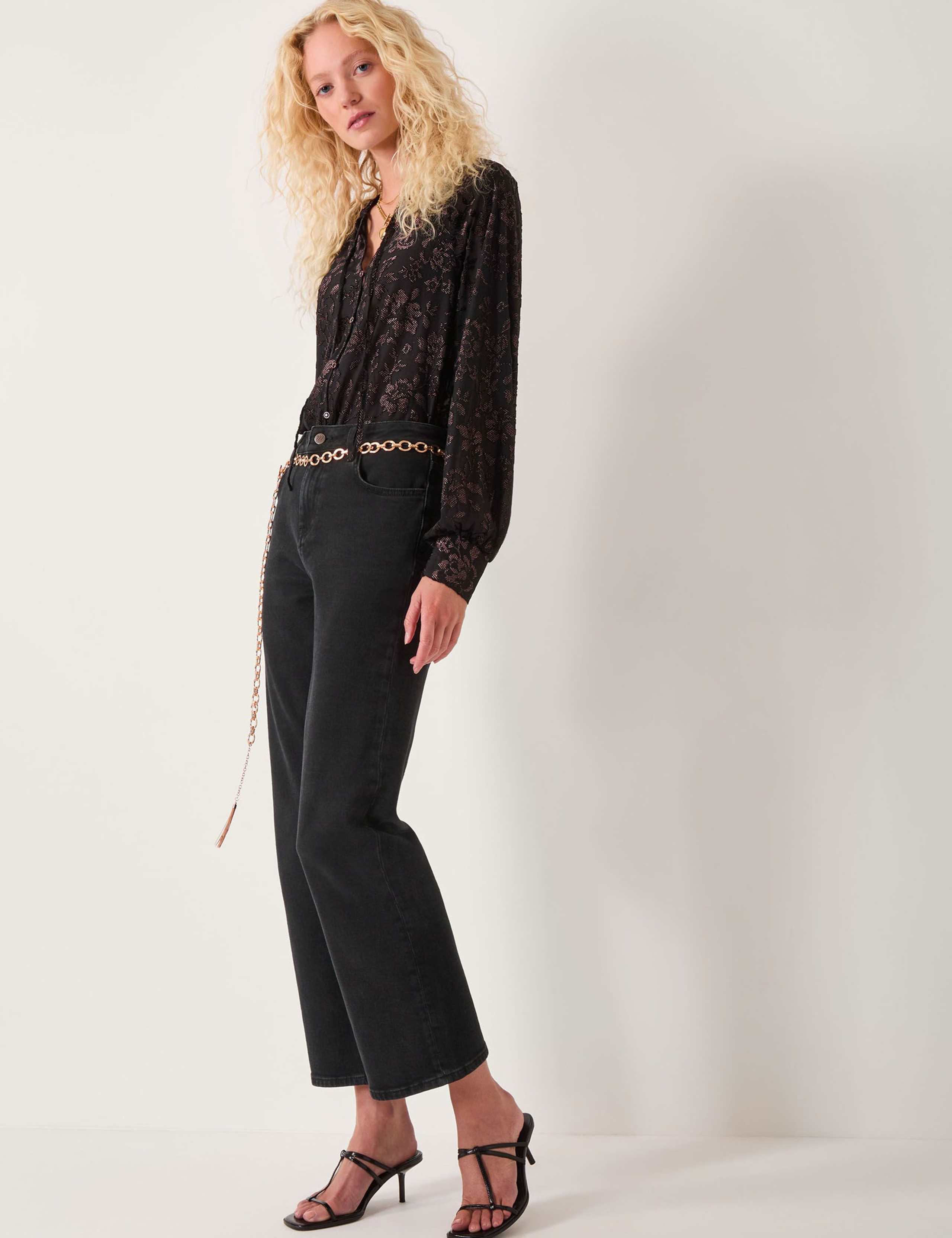 Floral Devore Tie Neck Shirt 4 of 5