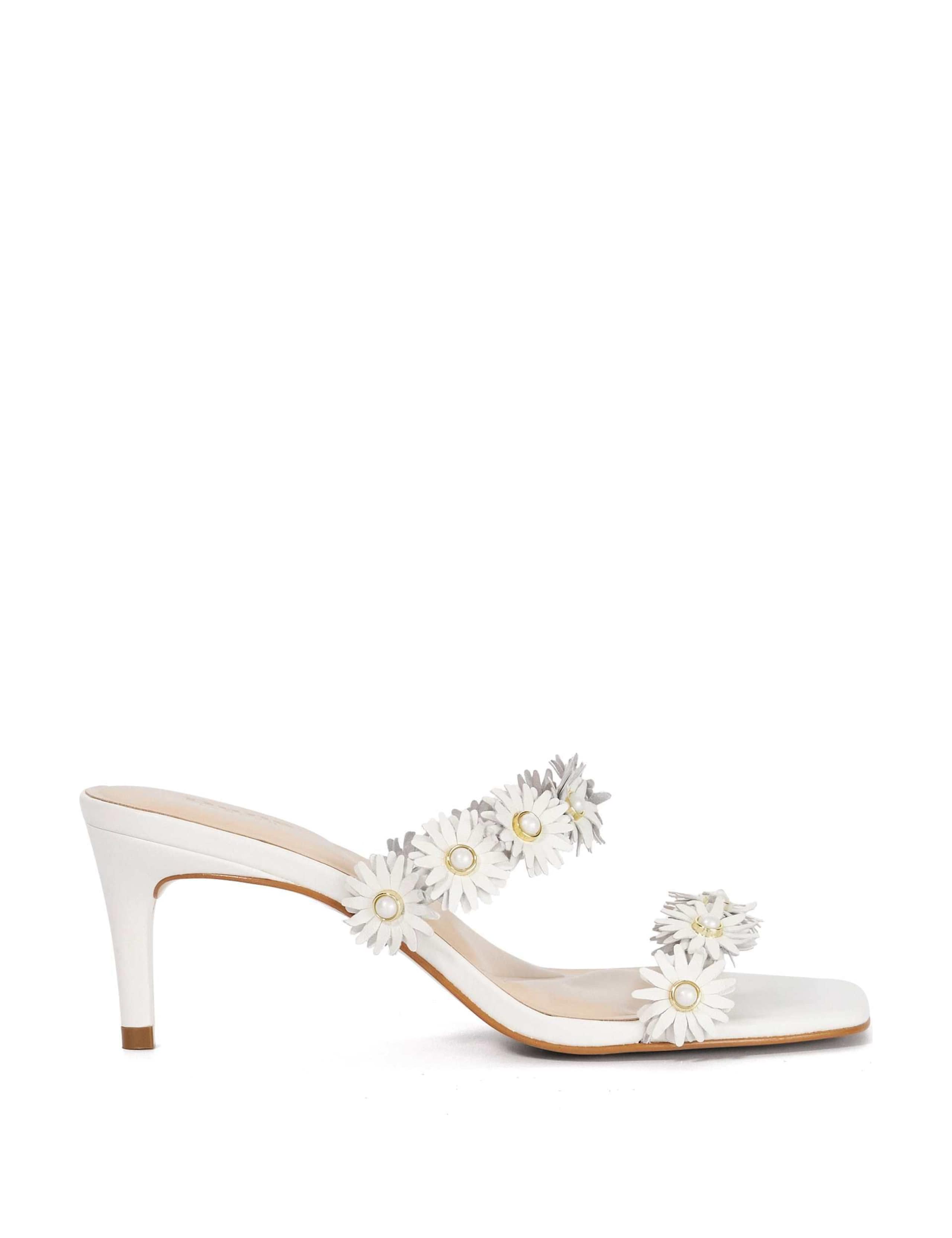 Leather Floral Kitten Heel Sandals 1 of 6