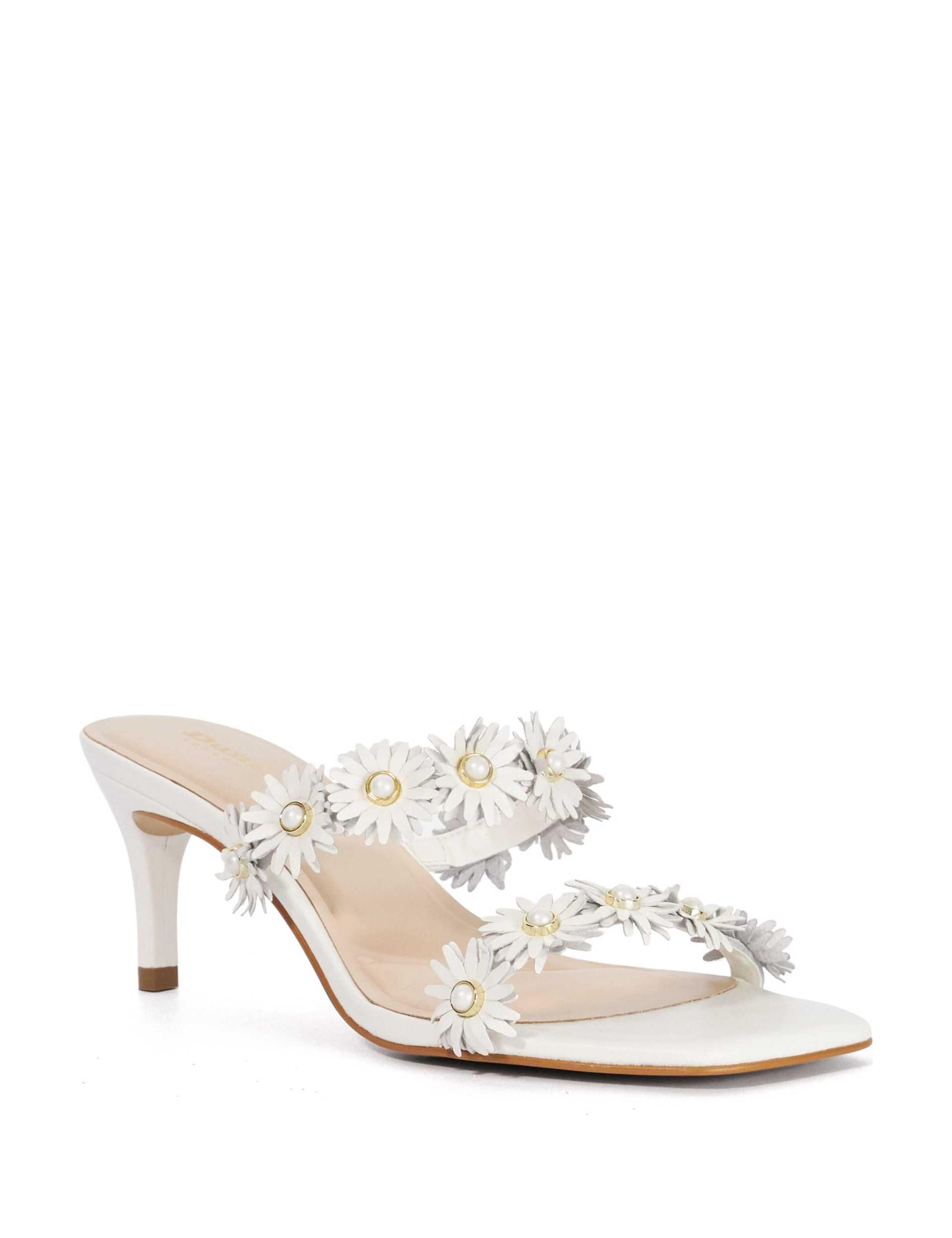 Leather Floral Kitten Heel Sandals 3 of 6