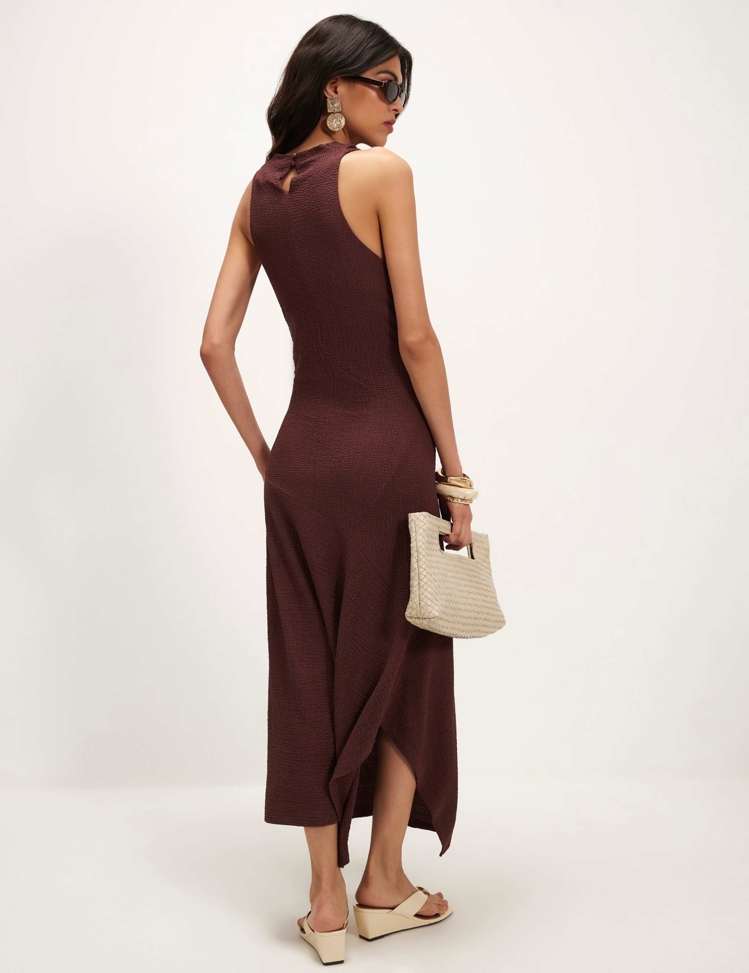 Textured Halter Neck Midi Skater Dress 3 of 6