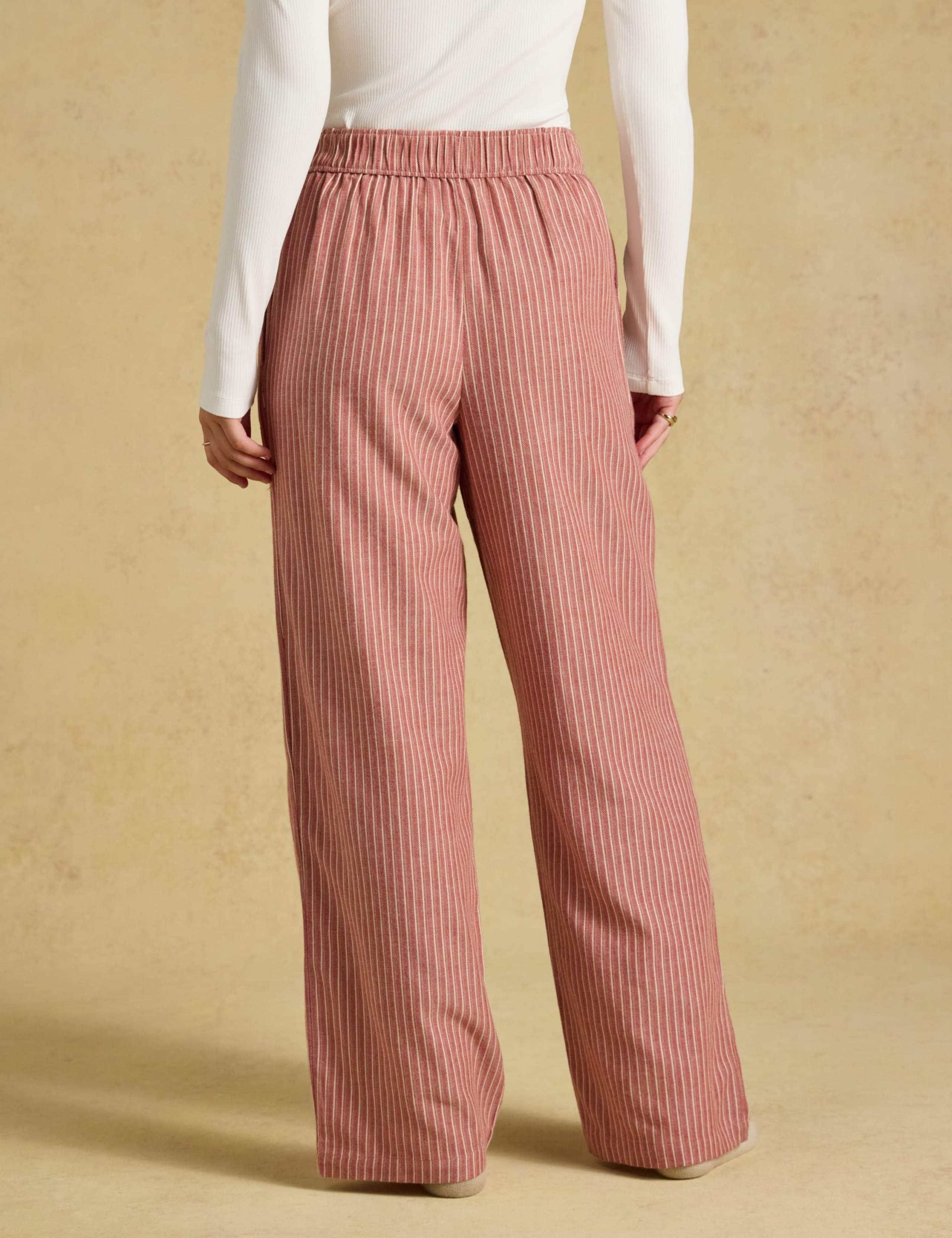 Pure Cotton Striped Flannel Straight Leg Trousers 4 of 7