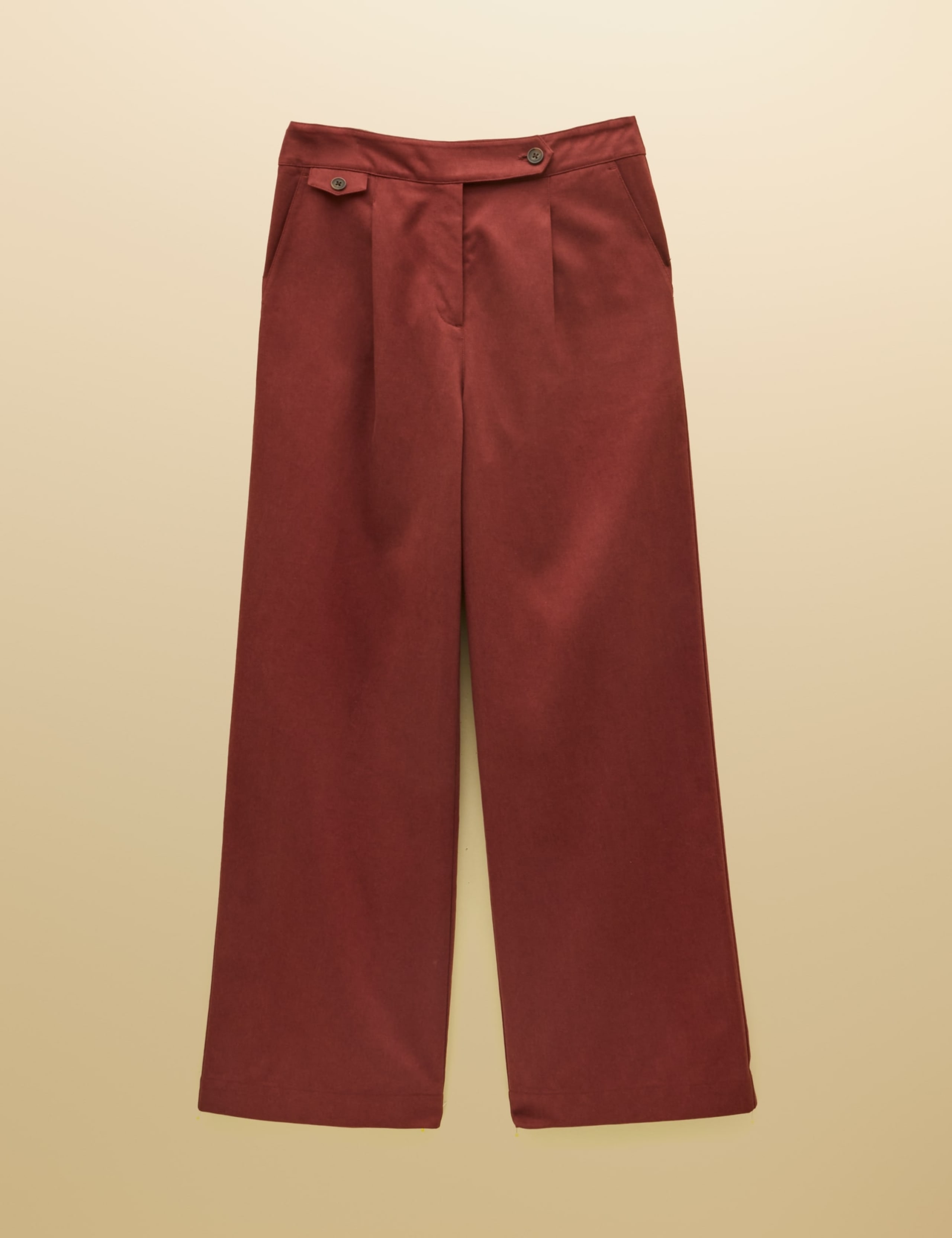 Cotton Blend Pleat Front Wide Leg Trousers 7 of 7