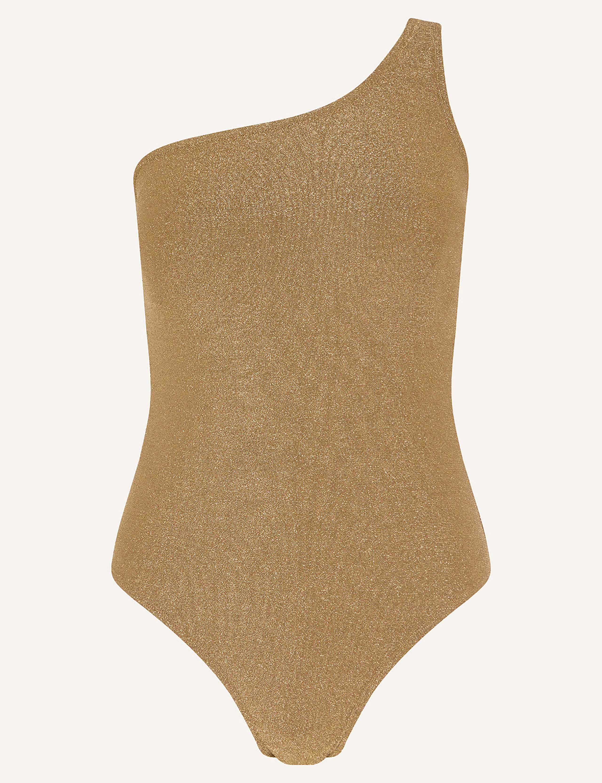 Metallic One Shoulder Swimsuit 2 of 4