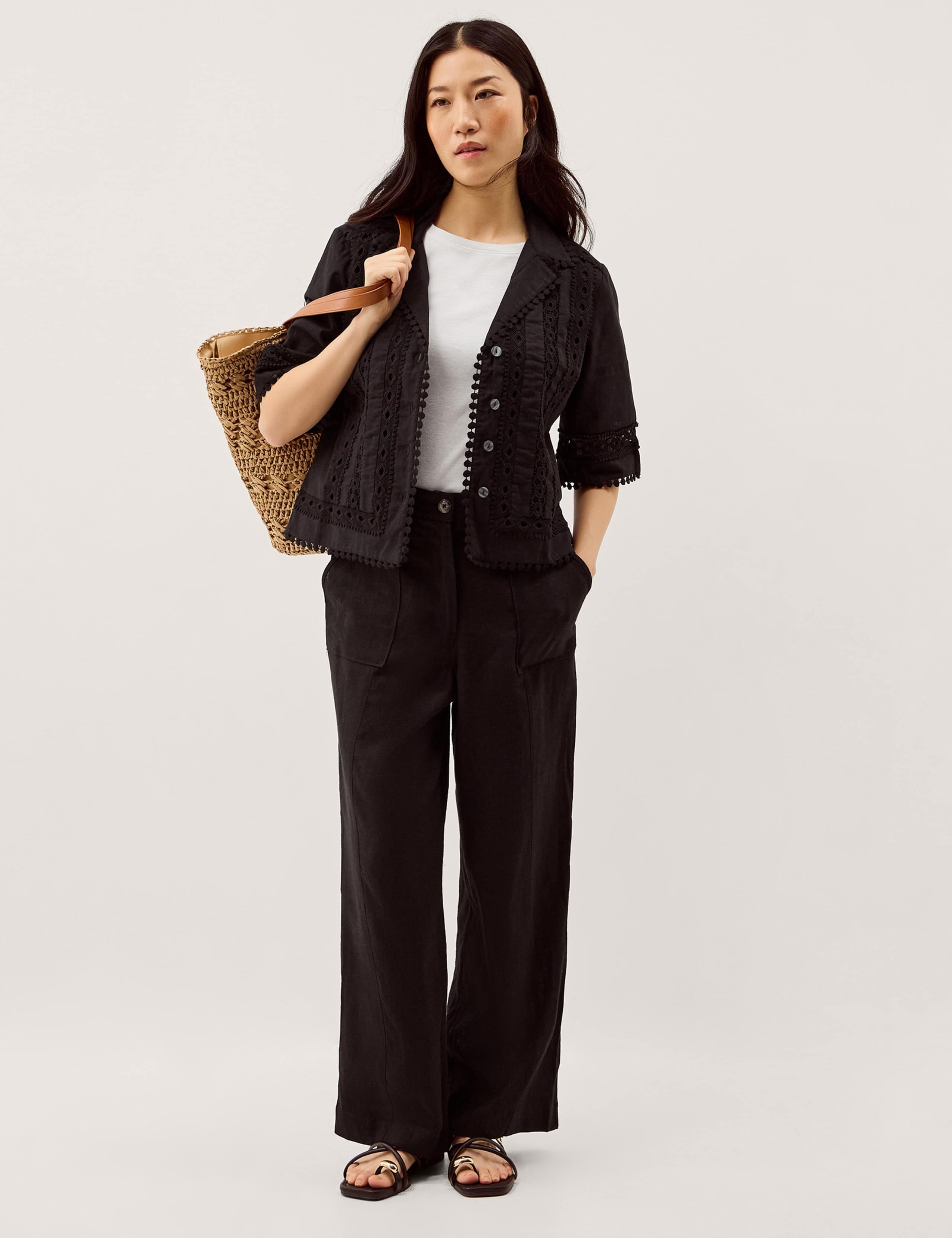 Linen Blend Straight Leg Trousers 3 of 5